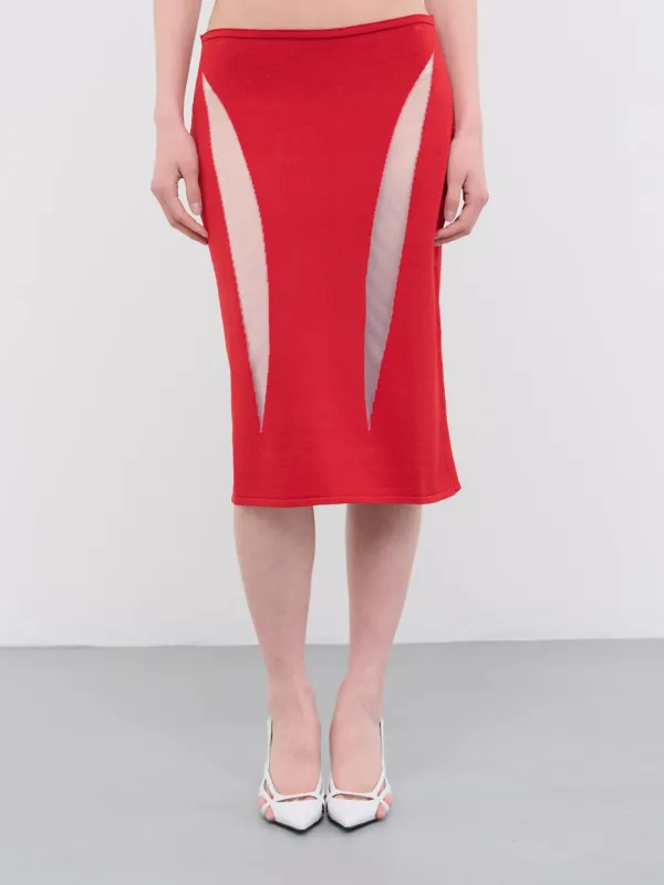 Slash Midi Skirt (CL06-RED) sold by lorenzo