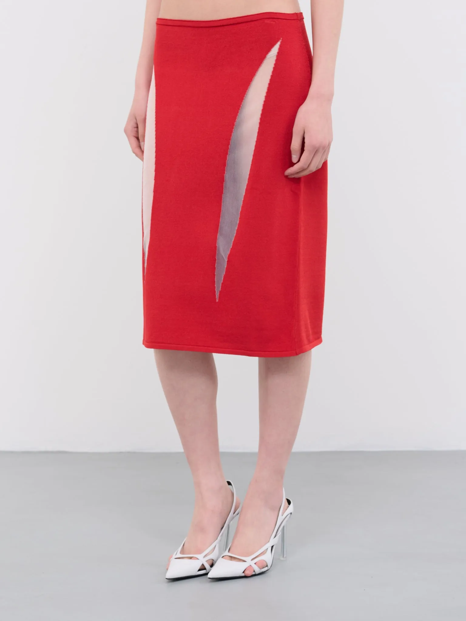 Slash Midi Skirt (CL06-RED) sold by lorenzo product image thumbnail 2