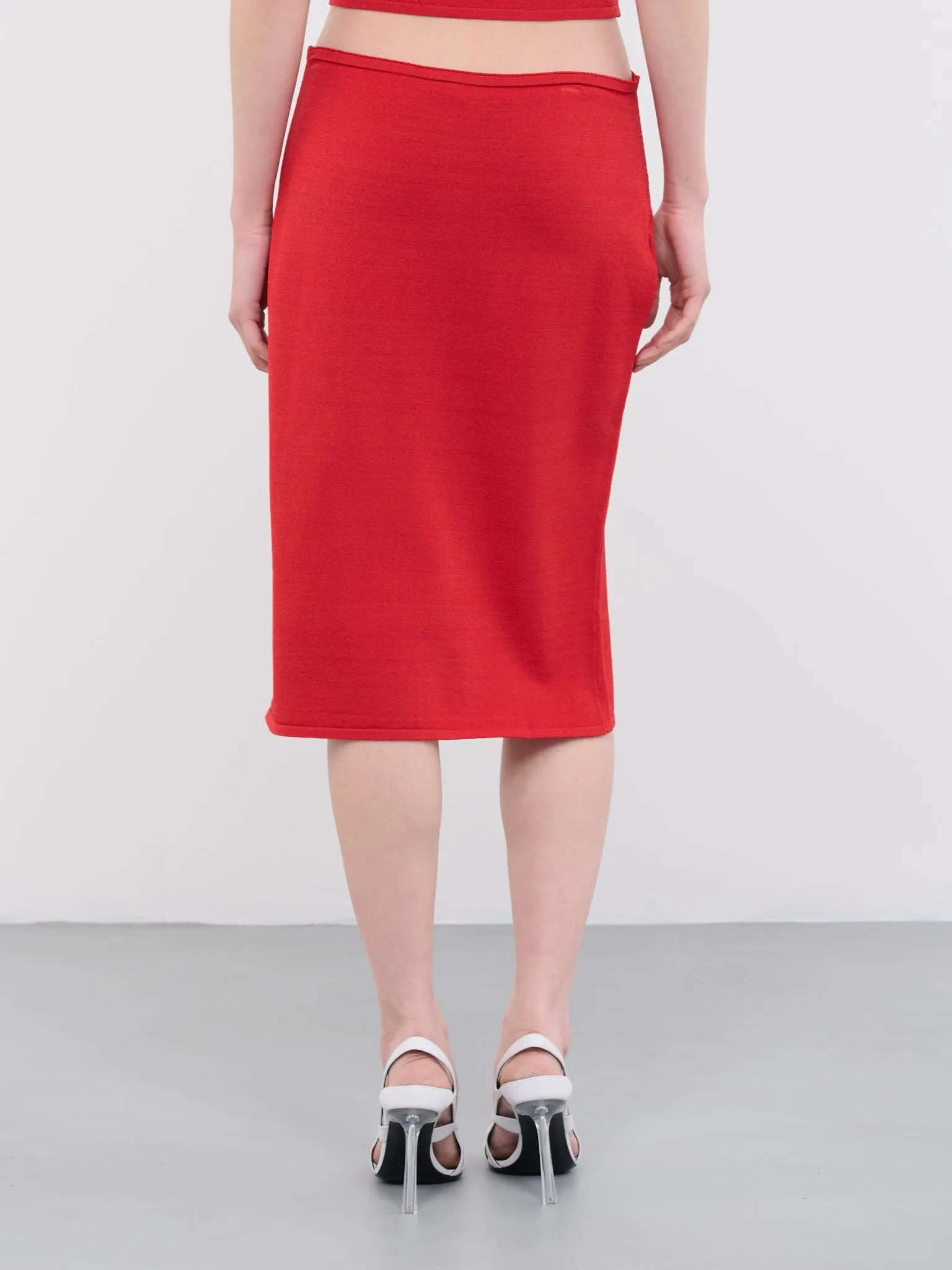 Slash Midi Skirt (CL06-RED) sold by lorenzo product image thumbnail 3