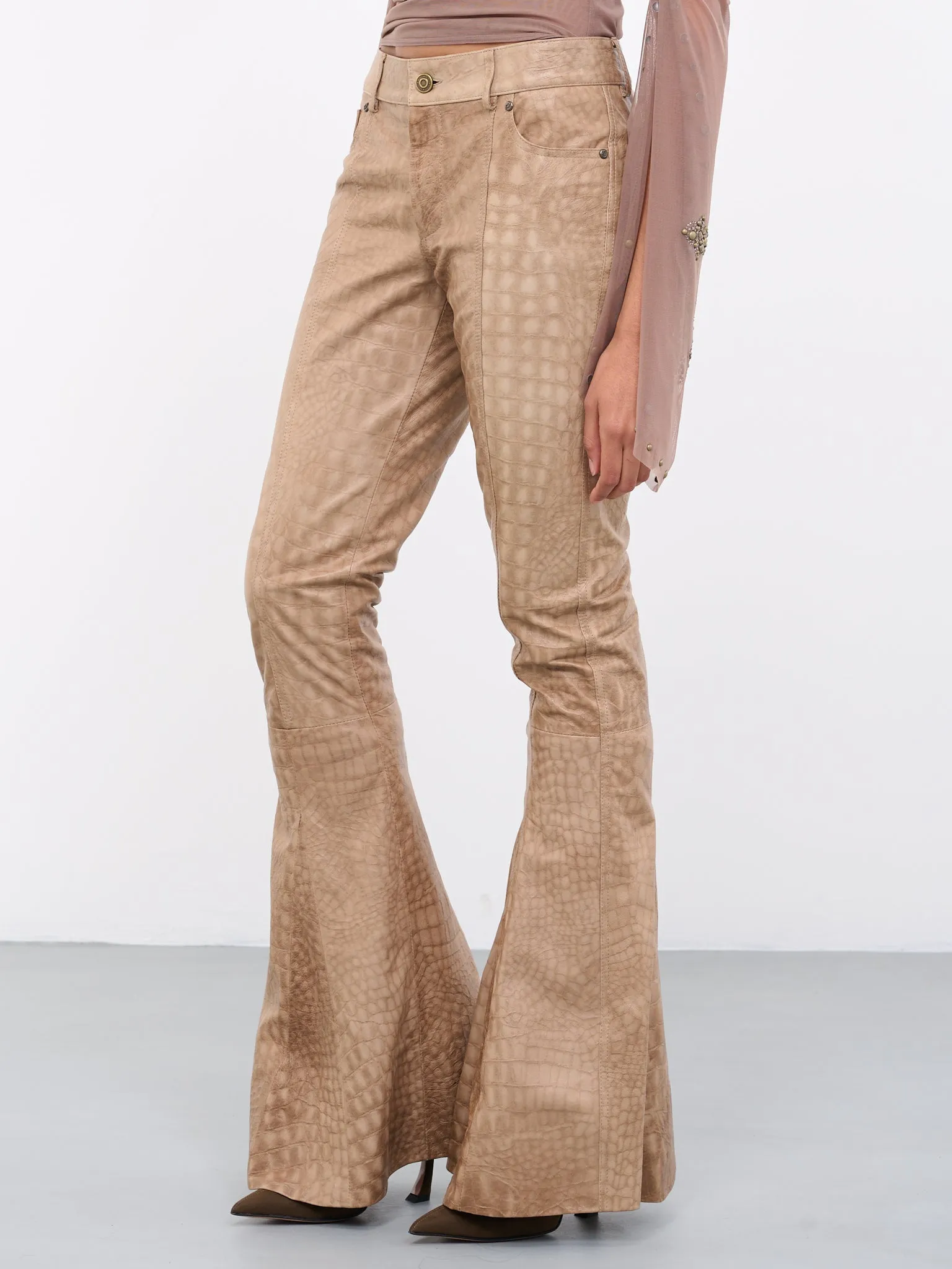 Bell Bottom Croc Pants (4L009A-C8235-WARM-SAND-OT) sold by lorenzo product image thumbnail 2