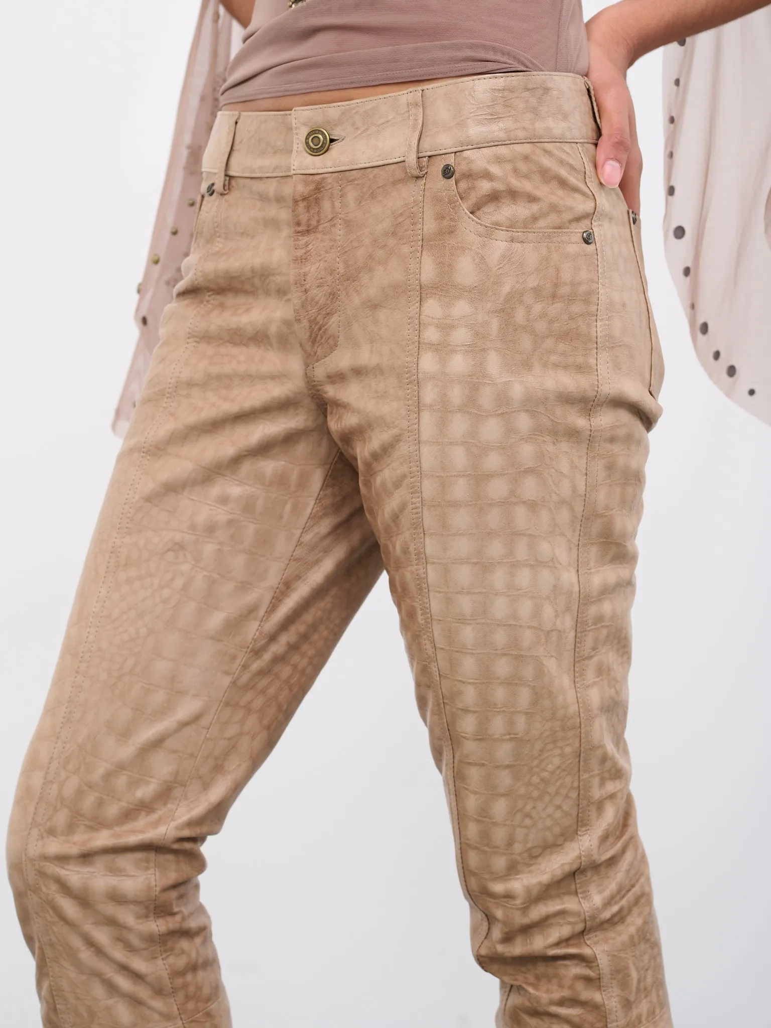 Bell Bottom Croc Pants (4L009A-C8235-WARM-SAND-OT) sold by lorenzo product image thumbnail 4