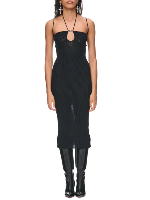Rib Midi Dress (4A023A-N0990-NERO) sold by lorenzo