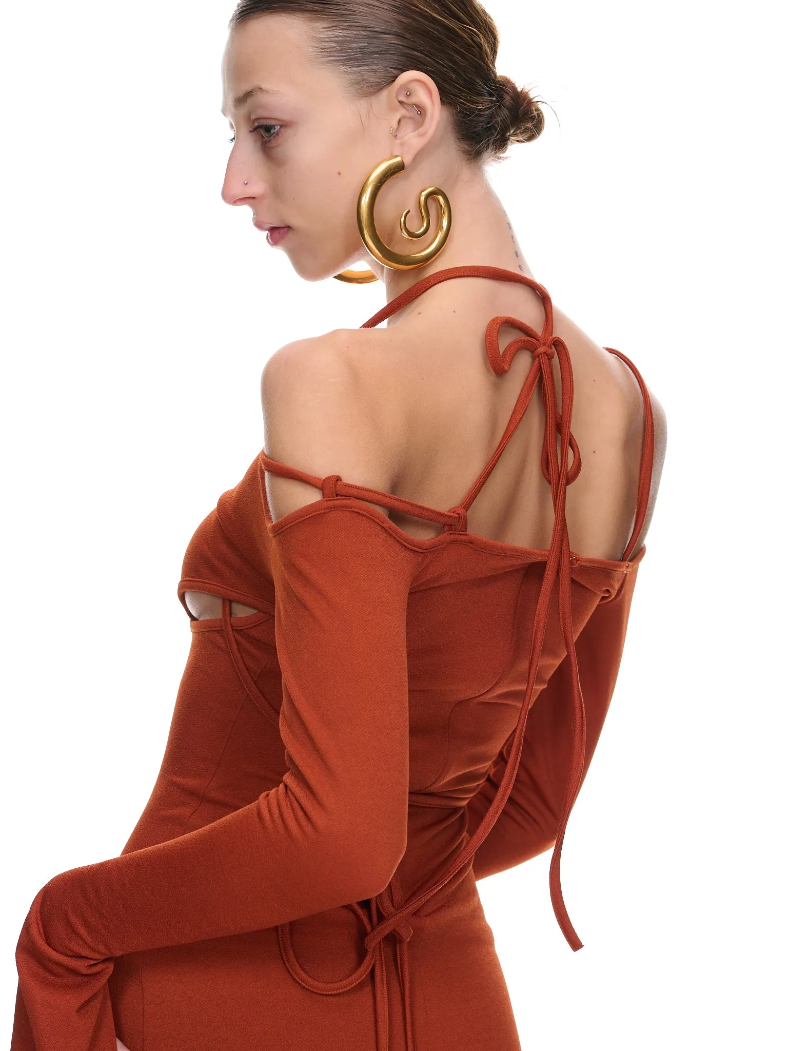 Armour Cable-Knit Dress (D007-BURNT-ORANGE) sold by lorenzo product image thumbnail 5