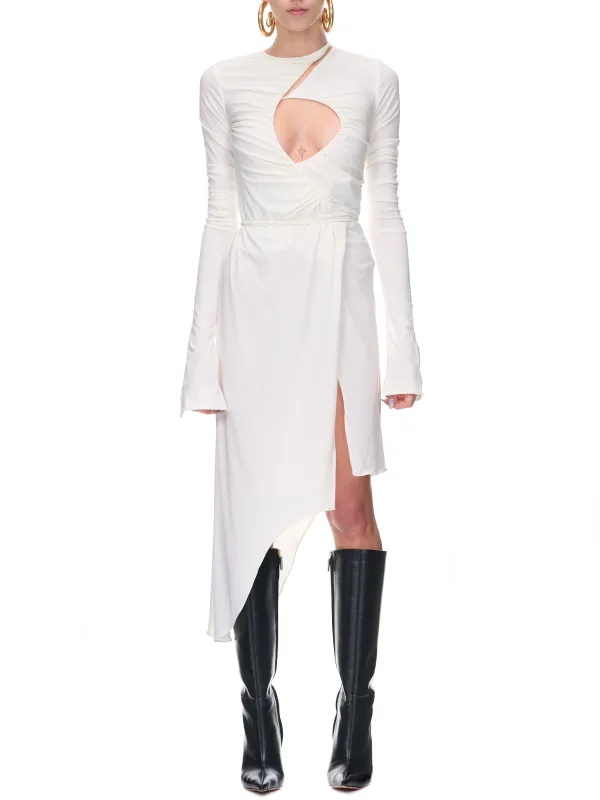Asymmetric Keyhole Dress (D005-CREAM) sold by lorenzo