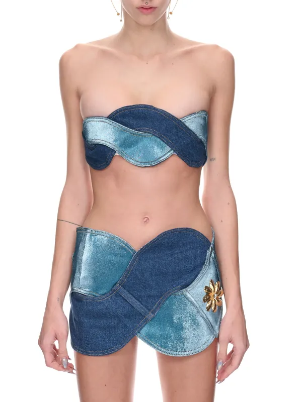 Denim Rope Bandeau Top (2301T02183-LIGHT-BLUE) sold by lorenzo