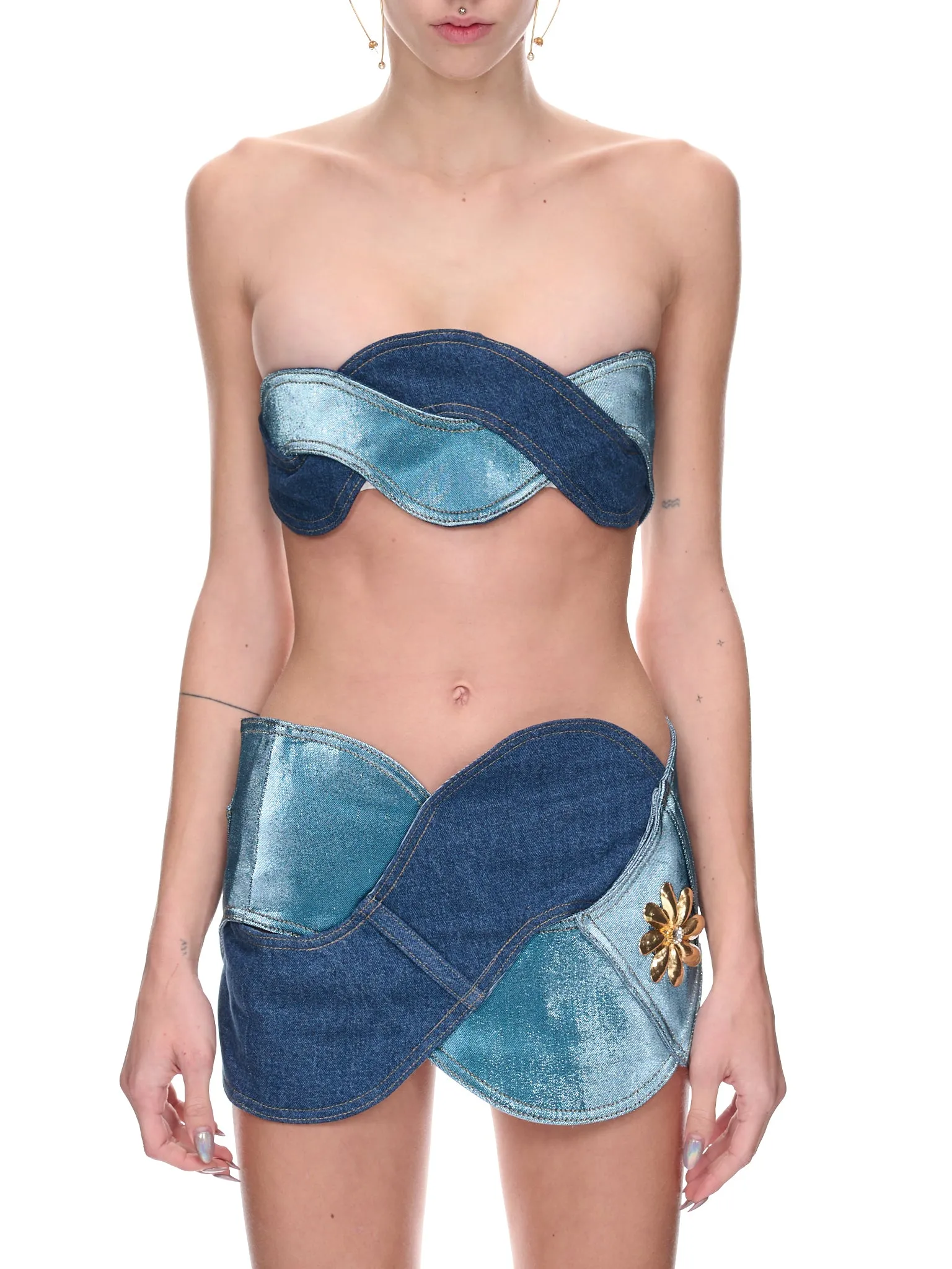 Denim Rope Bandeau Top (2301T02183-LIGHT-BLUE) sold by lorenzo