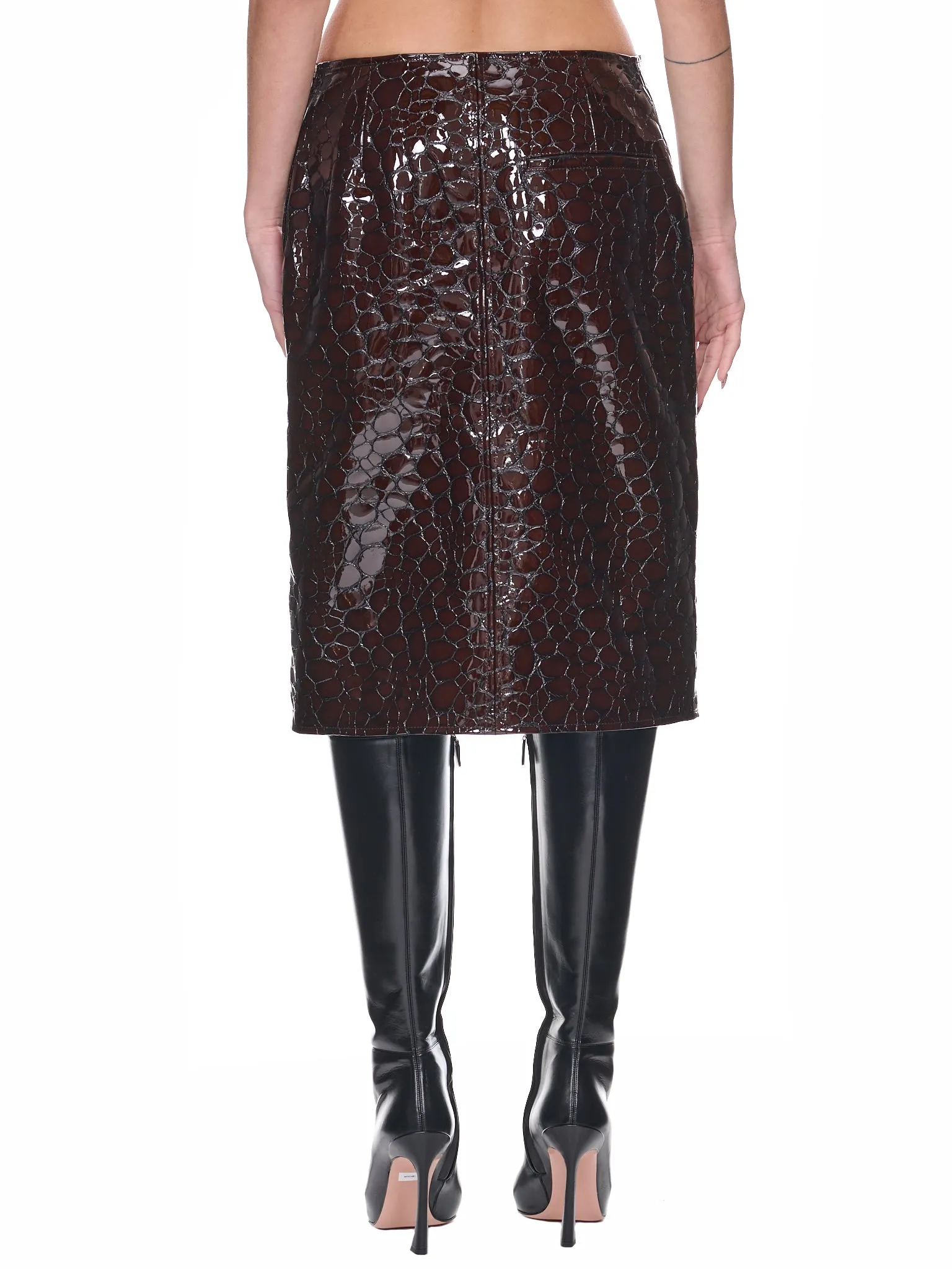 Embossed Leather Skirt (743692V2S60-2176-HENNA) sold by lorenzo product image thumbnail 3