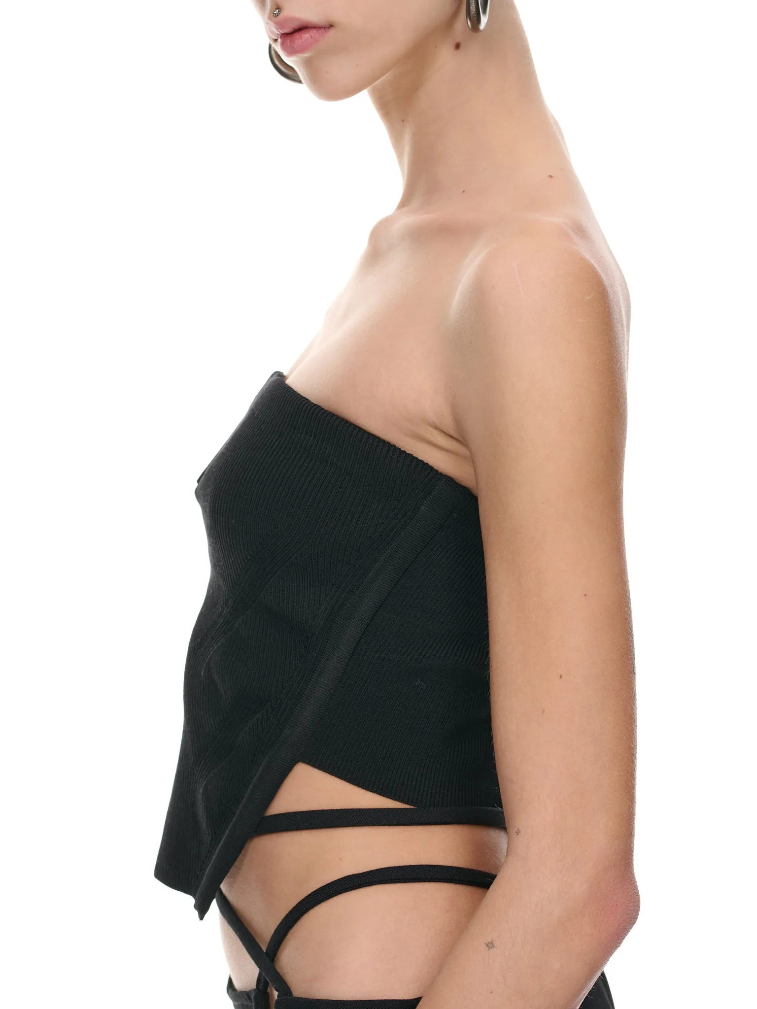 Rib V-Wire Corset Top (A7669R23-1000-BLACK) sold by lorenzo product image thumbnail 3