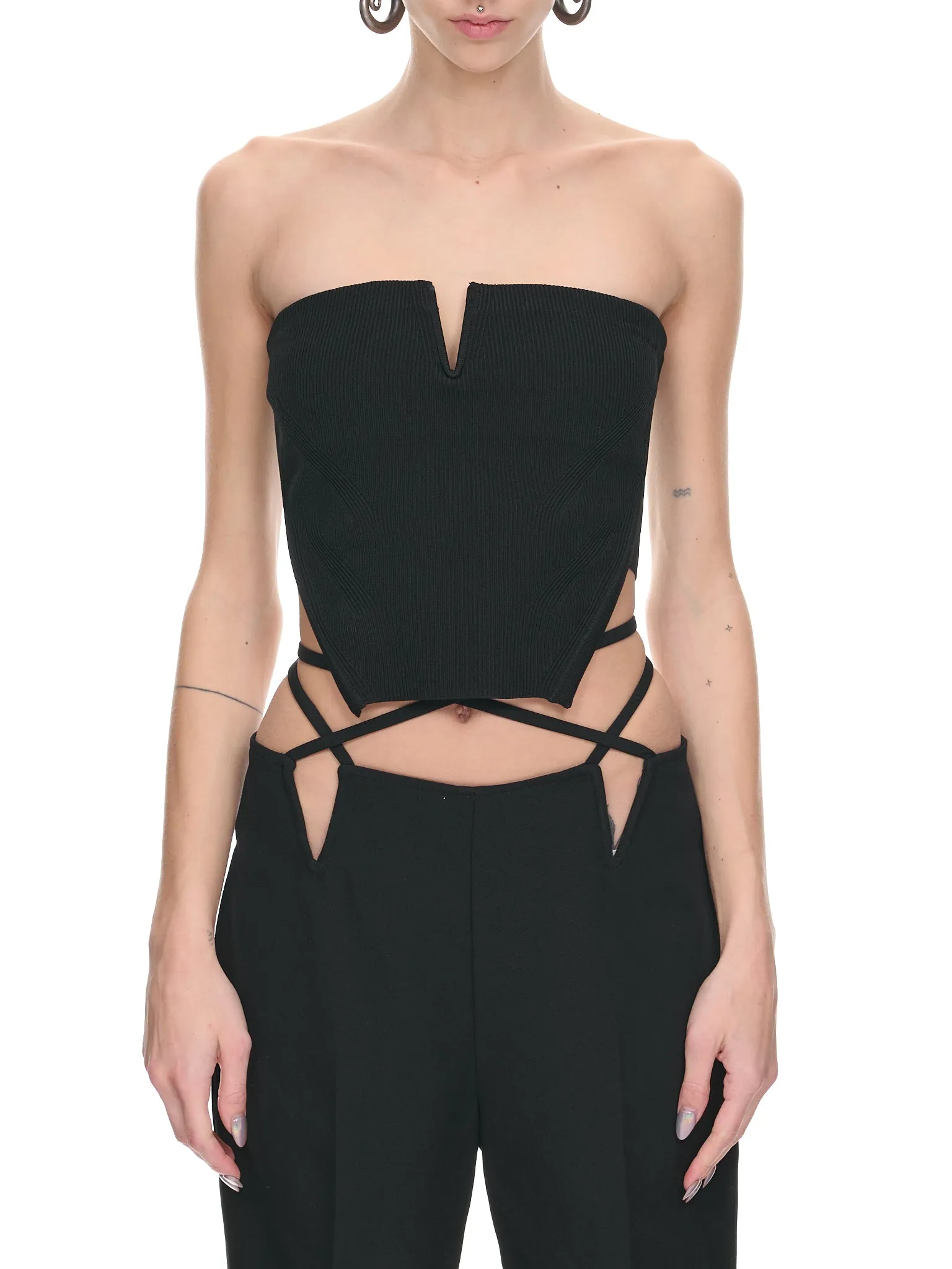 Rib V-Wire Corset Top (A7669R23-1000-BLACK) sold by lorenzo