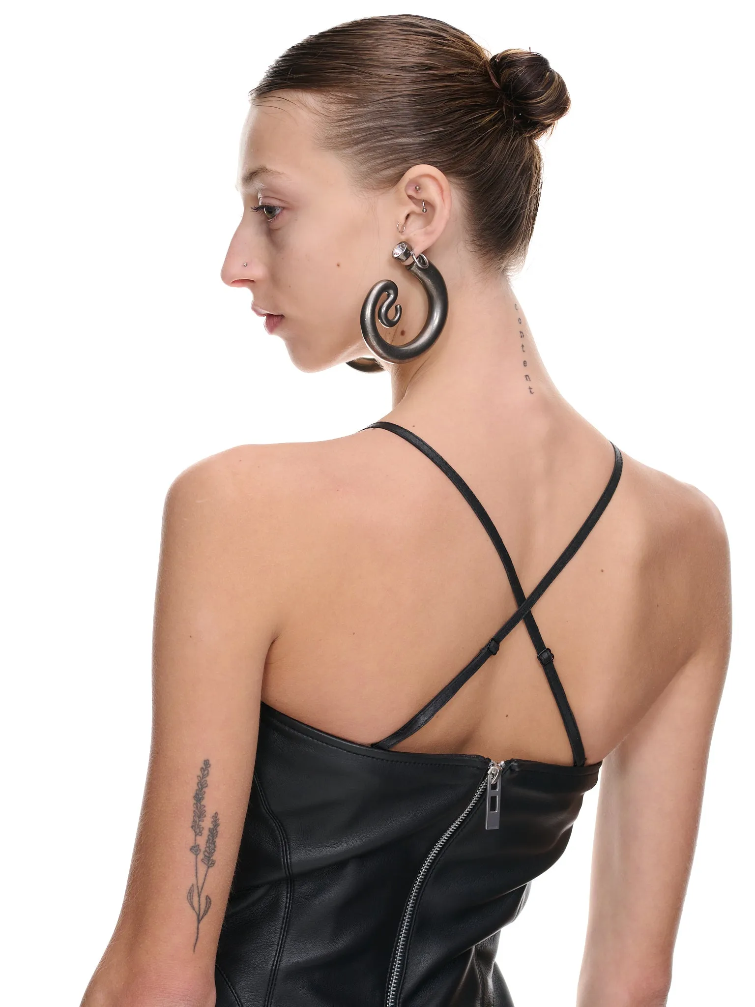 Cut-Out Leather Mini Dress (W-132808-BLACK) sold by lorenzo product image thumbnail 5
