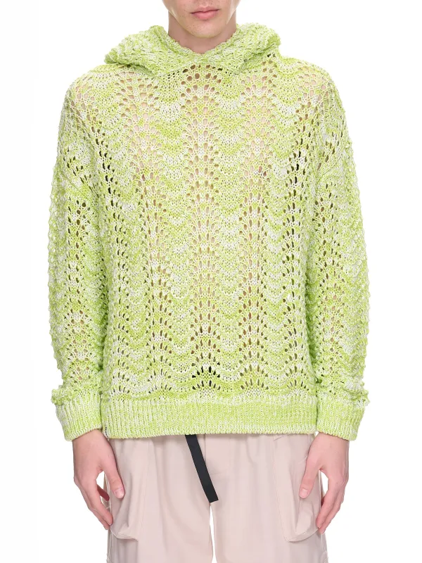 Acid Knit Hoodie (KN009-ACID-GREEN-IVORY) sold by lorenzo