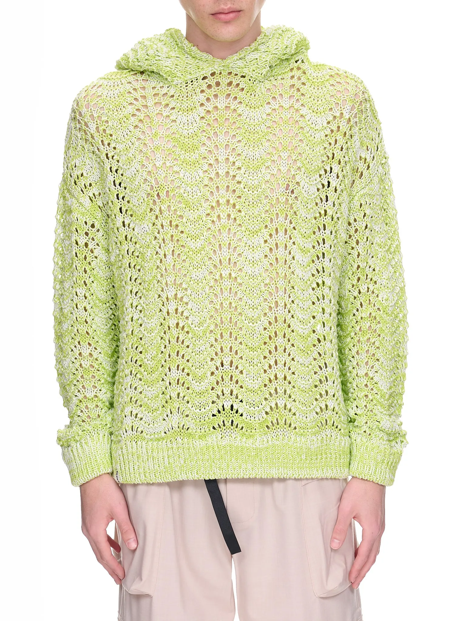 Acid Knit Hoodie (KN009-ACID-GREEN-IVORY) sold by lorenzo