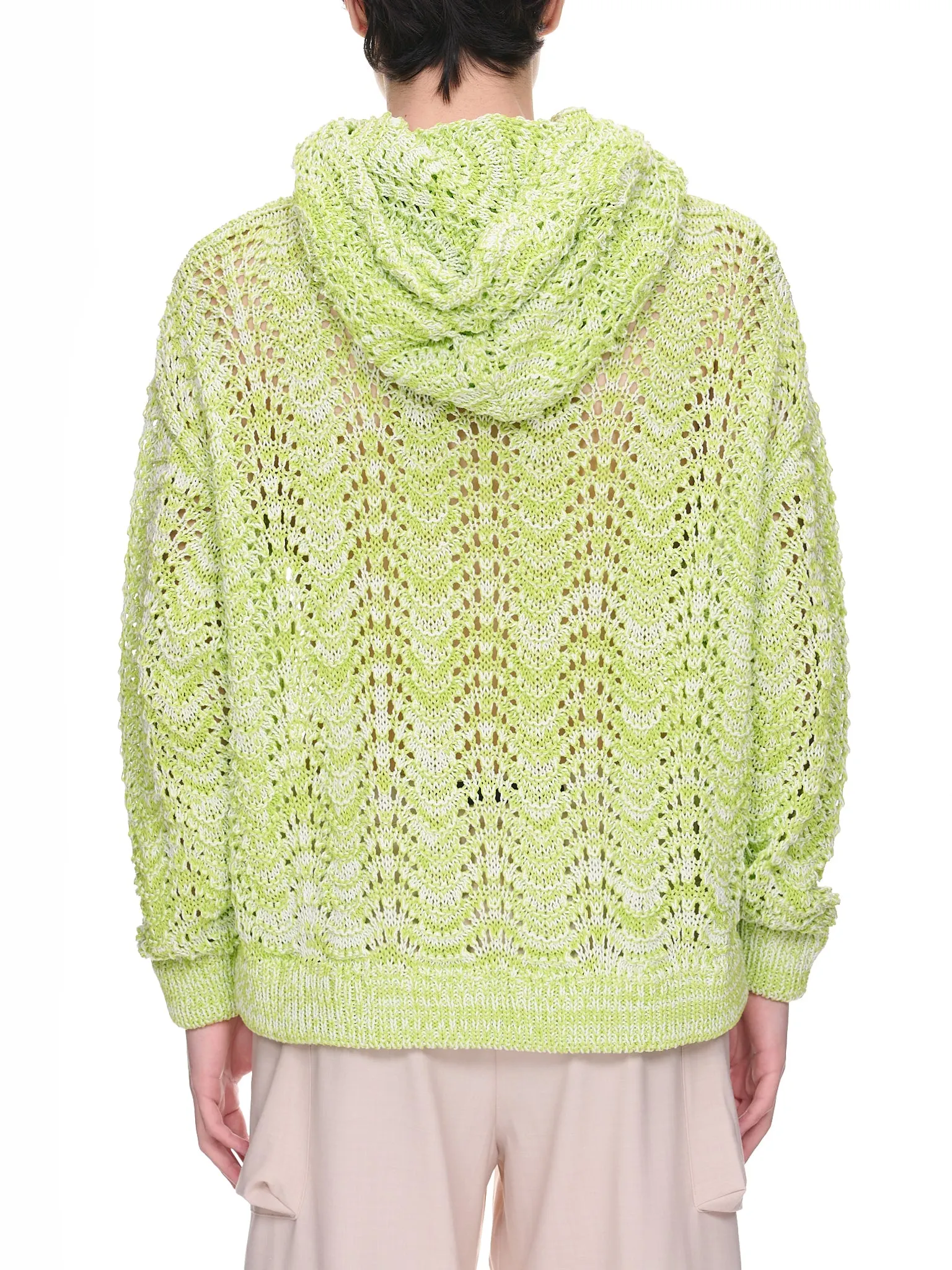 Acid Knit Hoodie (KN009-ACID-GREEN-IVORY) sold by lorenzo product image thumbnail 3