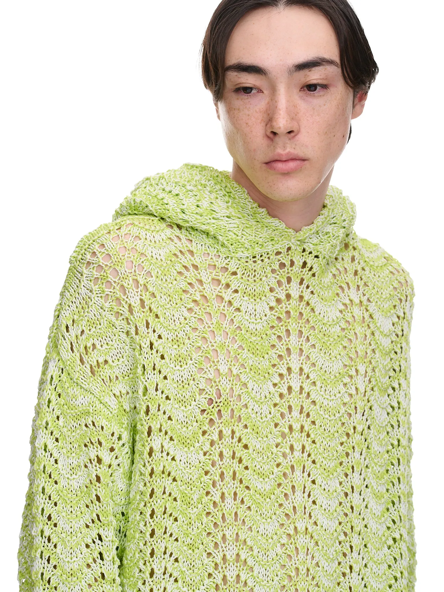 Acid Knit Hoodie (KN009-ACID-GREEN-IVORY) sold by lorenzo product image thumbnail 4