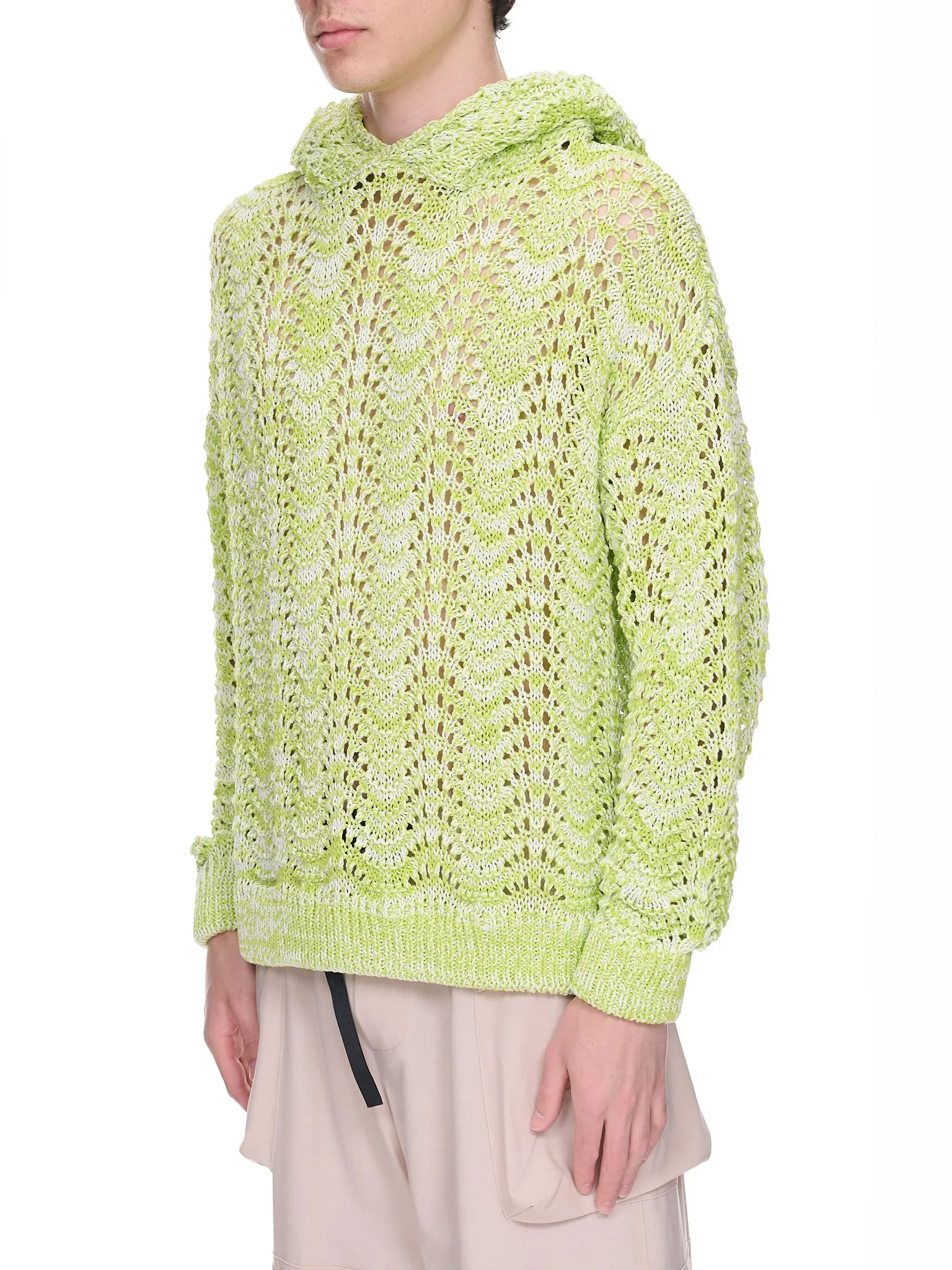 Acid Knit Hoodie (KN009-ACID-GREEN-IVORY) sold by lorenzo product image thumbnail 2