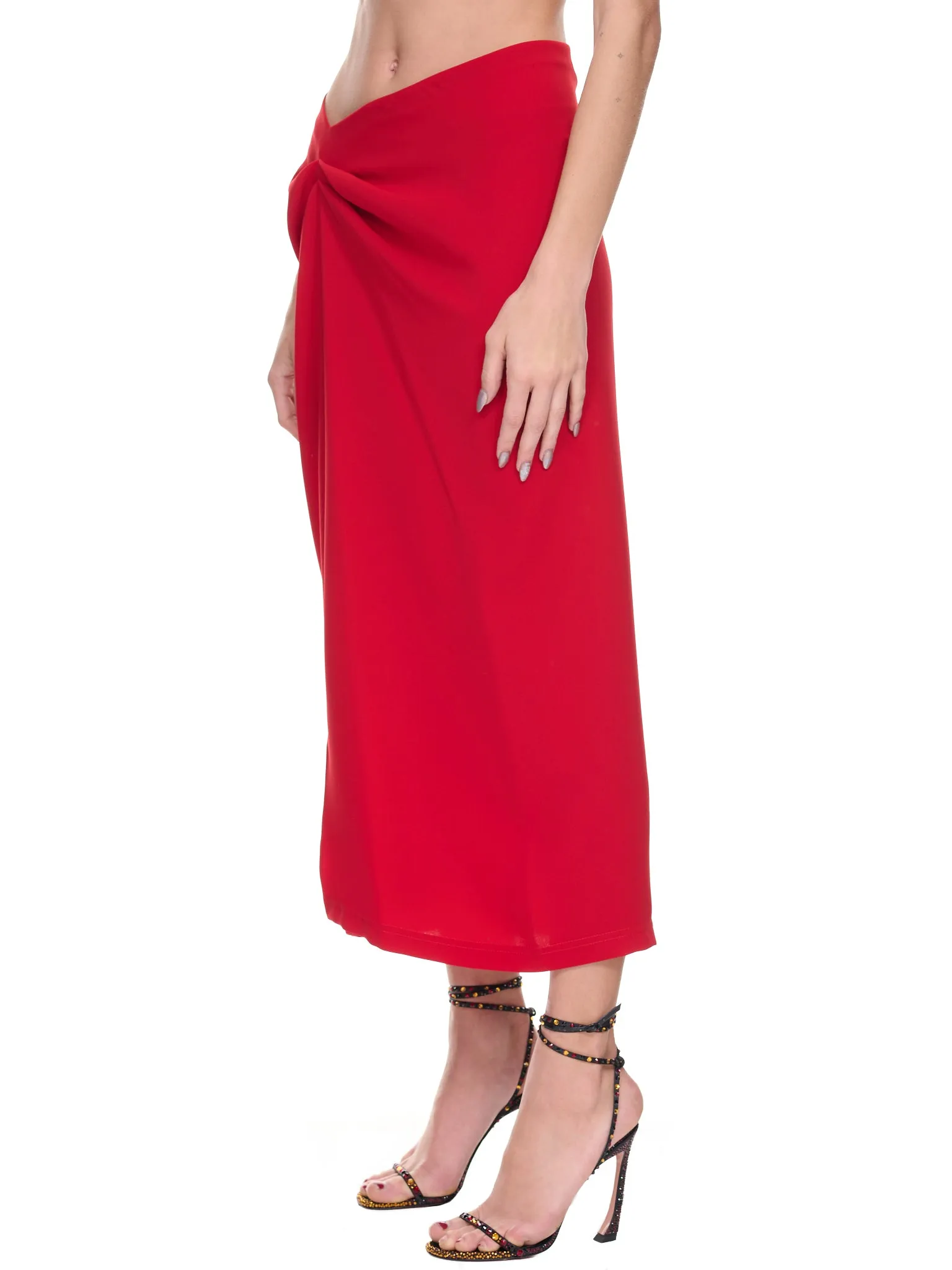 Ruched Skirt (SS23SK10-RED) sold by lorenzo product image thumbnail 2