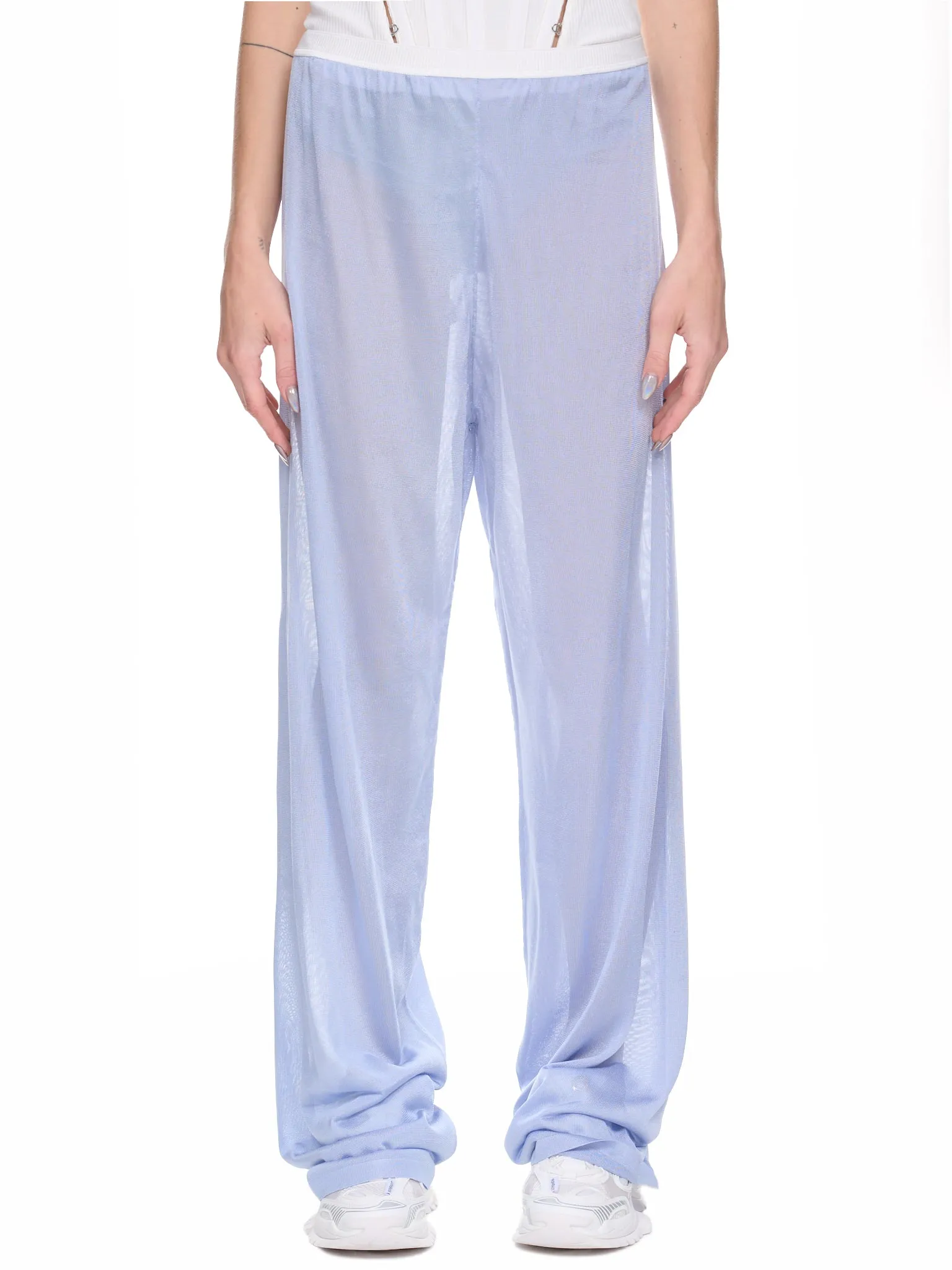 Metallic Knit Pants (S51KA0577-S18201-488-LIGHT-BLU) sold by lorenzo