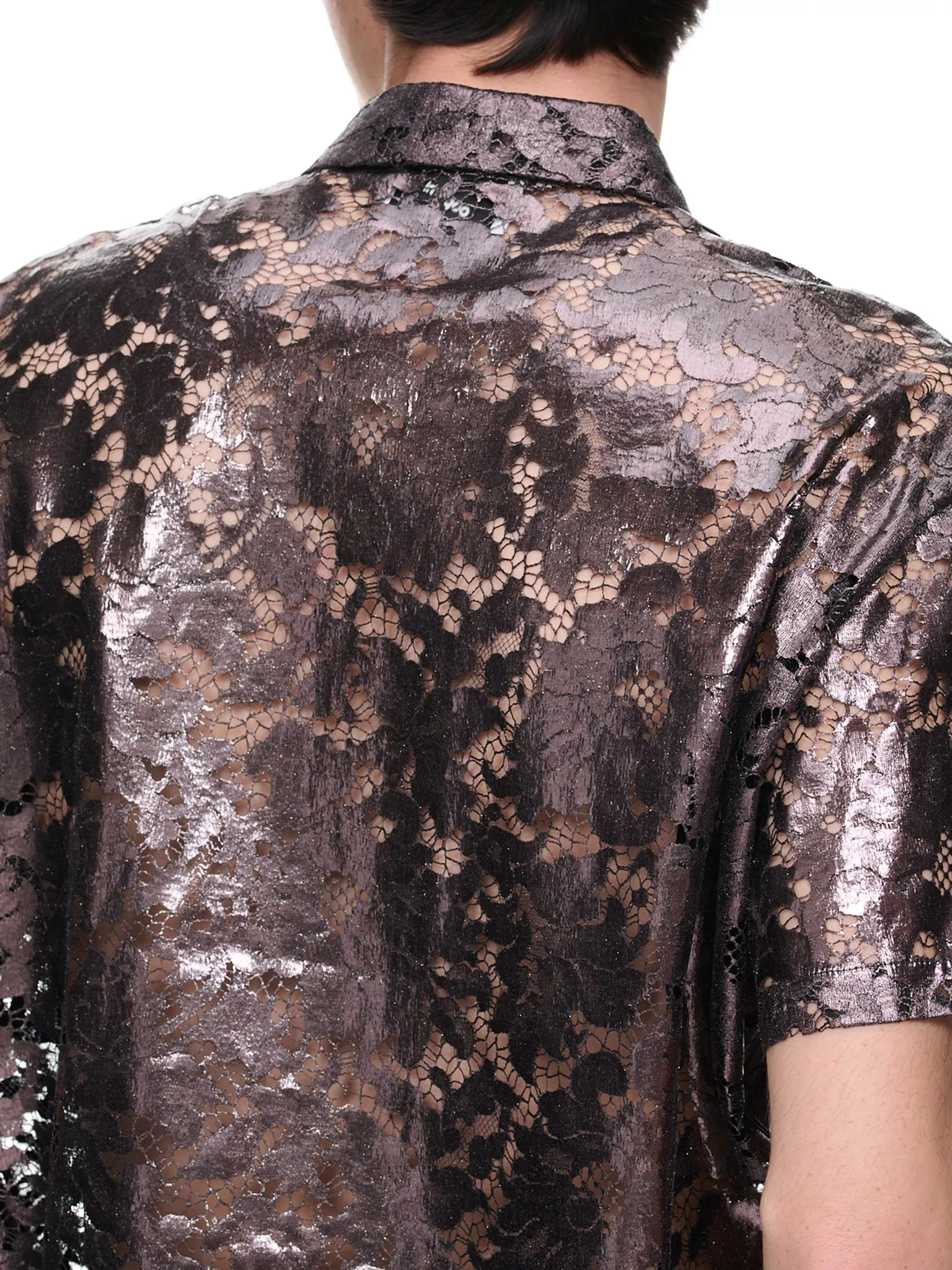 Metallic Lace Shirt (COPCH17014-CHOCOLATE) sold by lorenzo product image thumbnail 5