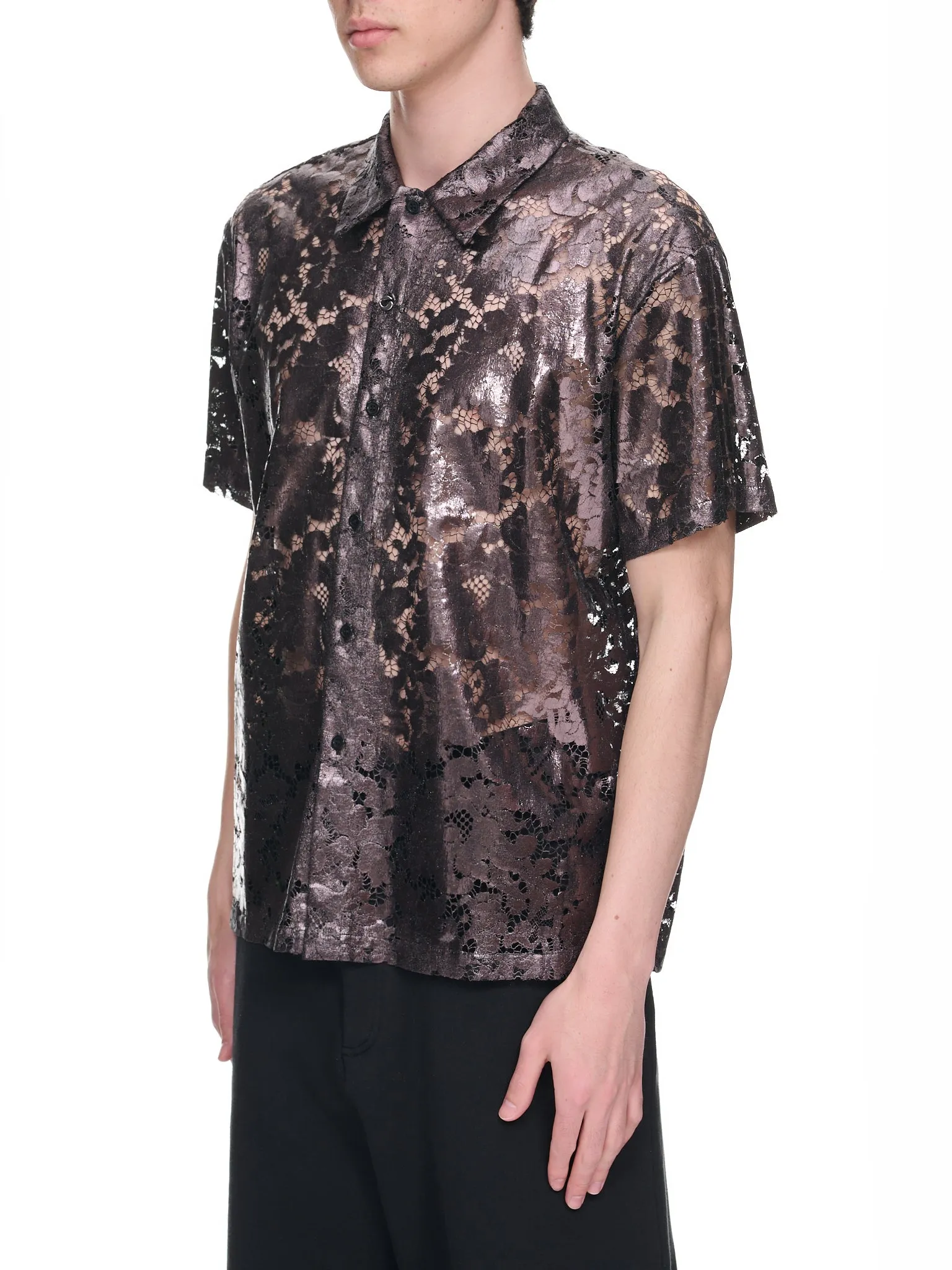 Metallic Lace Shirt (COPCH17014-CHOCOLATE) sold by lorenzo product image thumbnail 2
