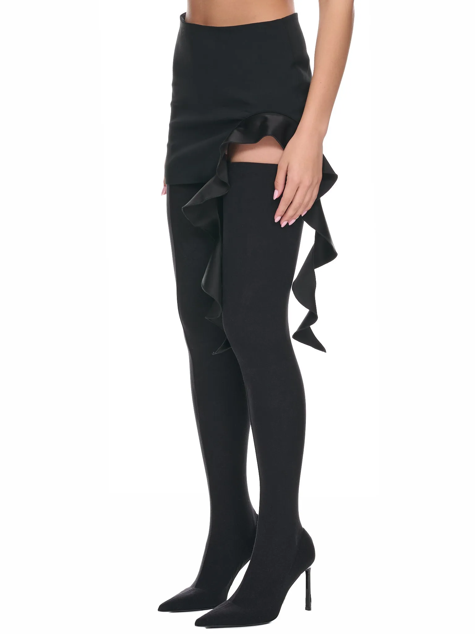 Ruffle Mini Skirt (RE23DK08S-BLACK) sold by lorenzo product image thumbnail 2