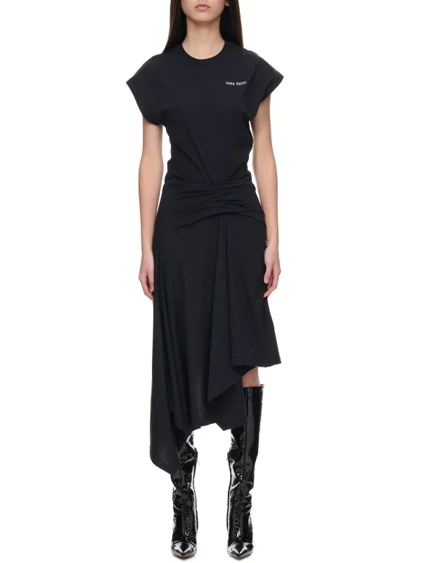 Gathered Dress (23PJRO002CO1031-BLACK) sold by lorenzo