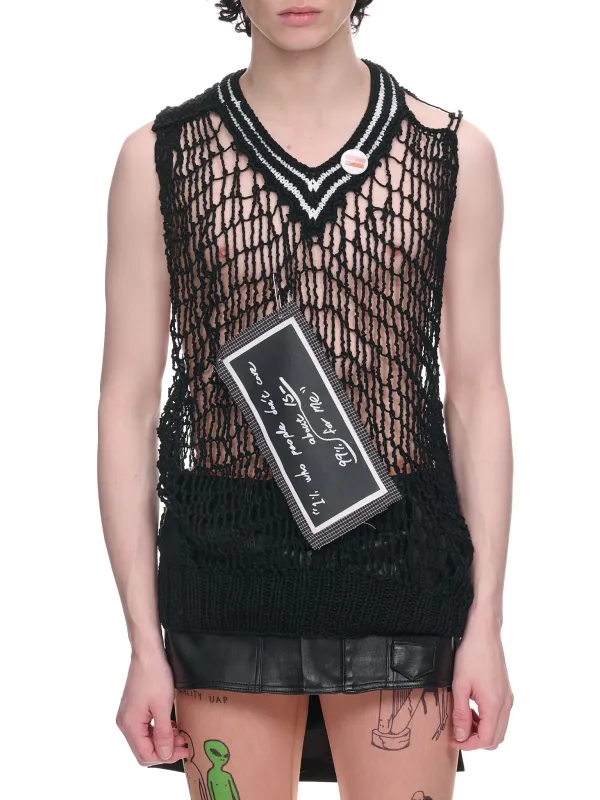 Knit Net Vest (NN17-KN05A-BLACK) sold by lorenzo
