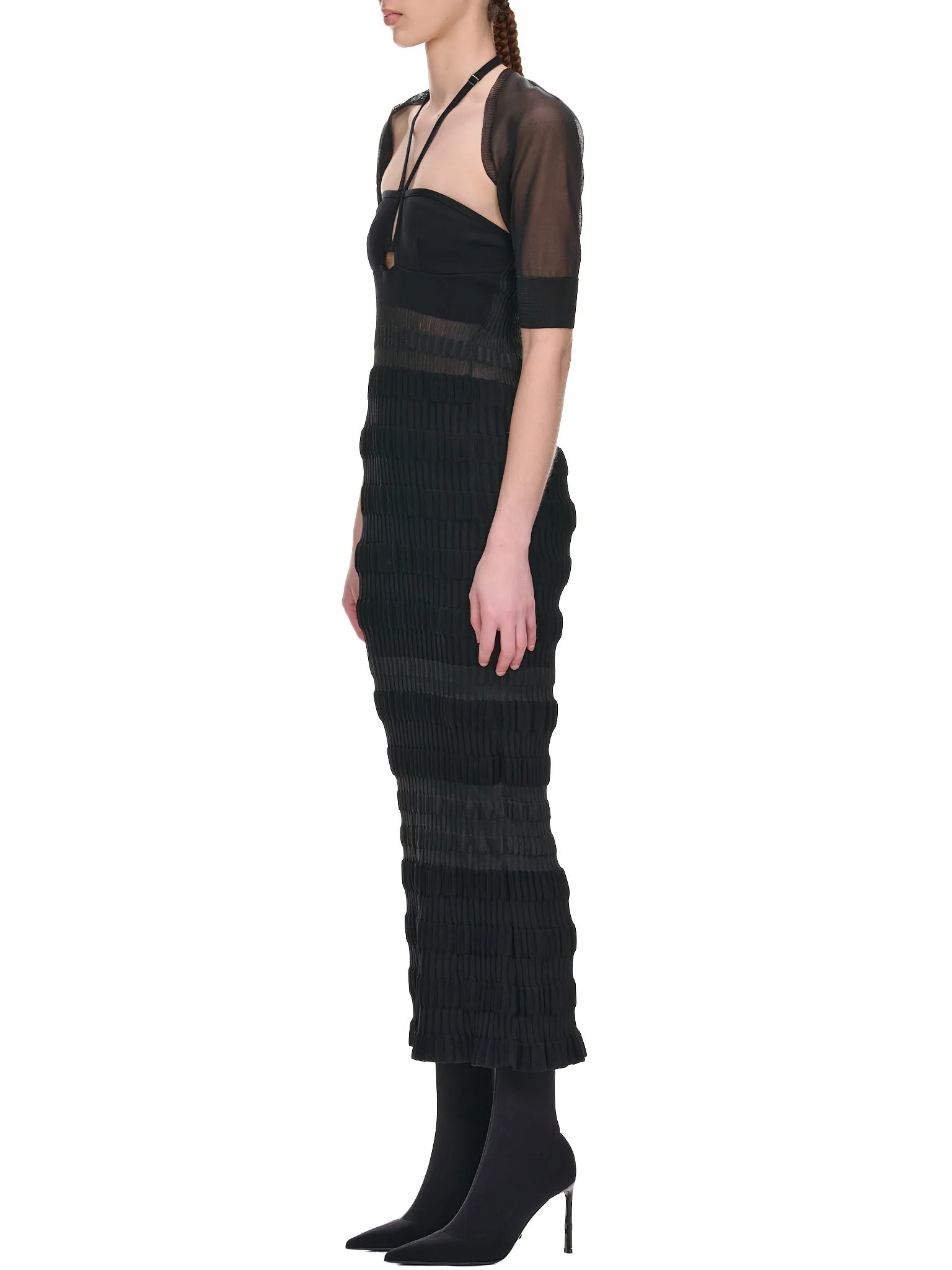 Stripe Knit Dress (FTC232-0701-BLACK) sold by lorenzo product image thumbnail 2