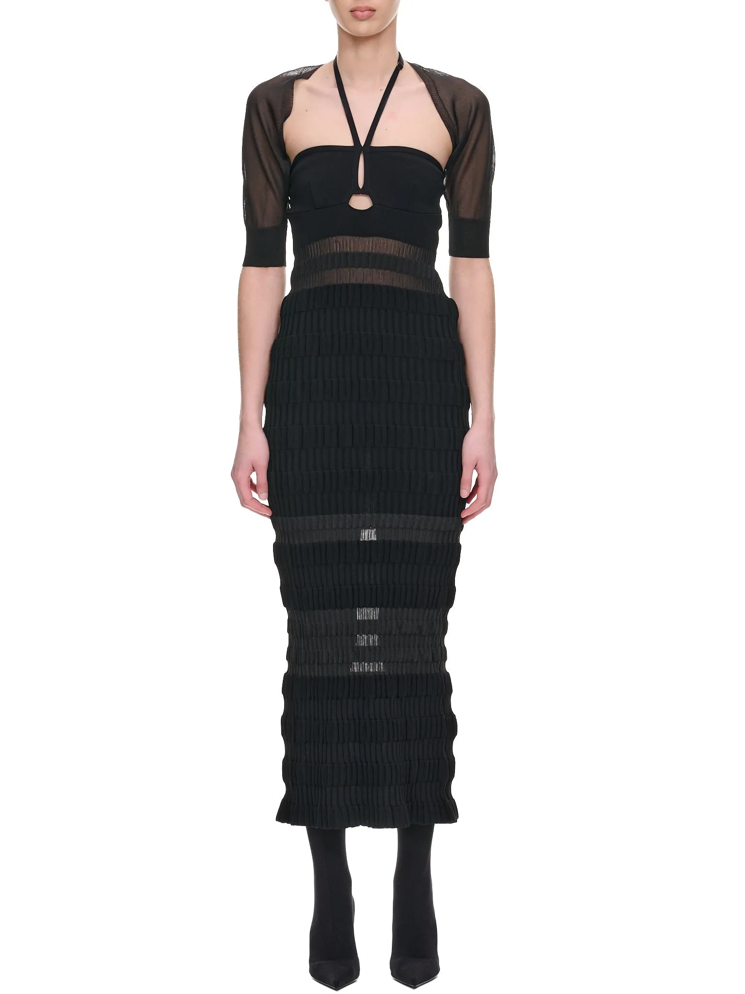 Stripe Knit Dress (FTC232-0701-BLACK) sold by lorenzo