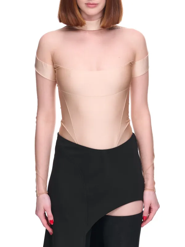 lllusion Bodysuit (1BO0142850-B20N1-POWDER-NUDE-0) sold by lorenzo