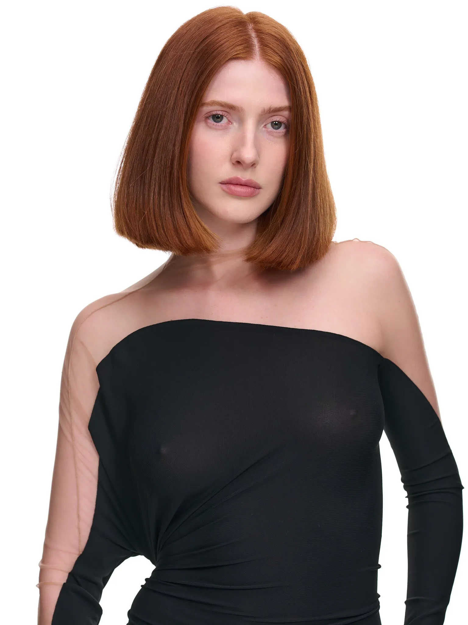 Impossible Neckline Dress (1RO147460A-19991-BLACK-NUDE-01) sold by lorenzo product image thumbnail 4