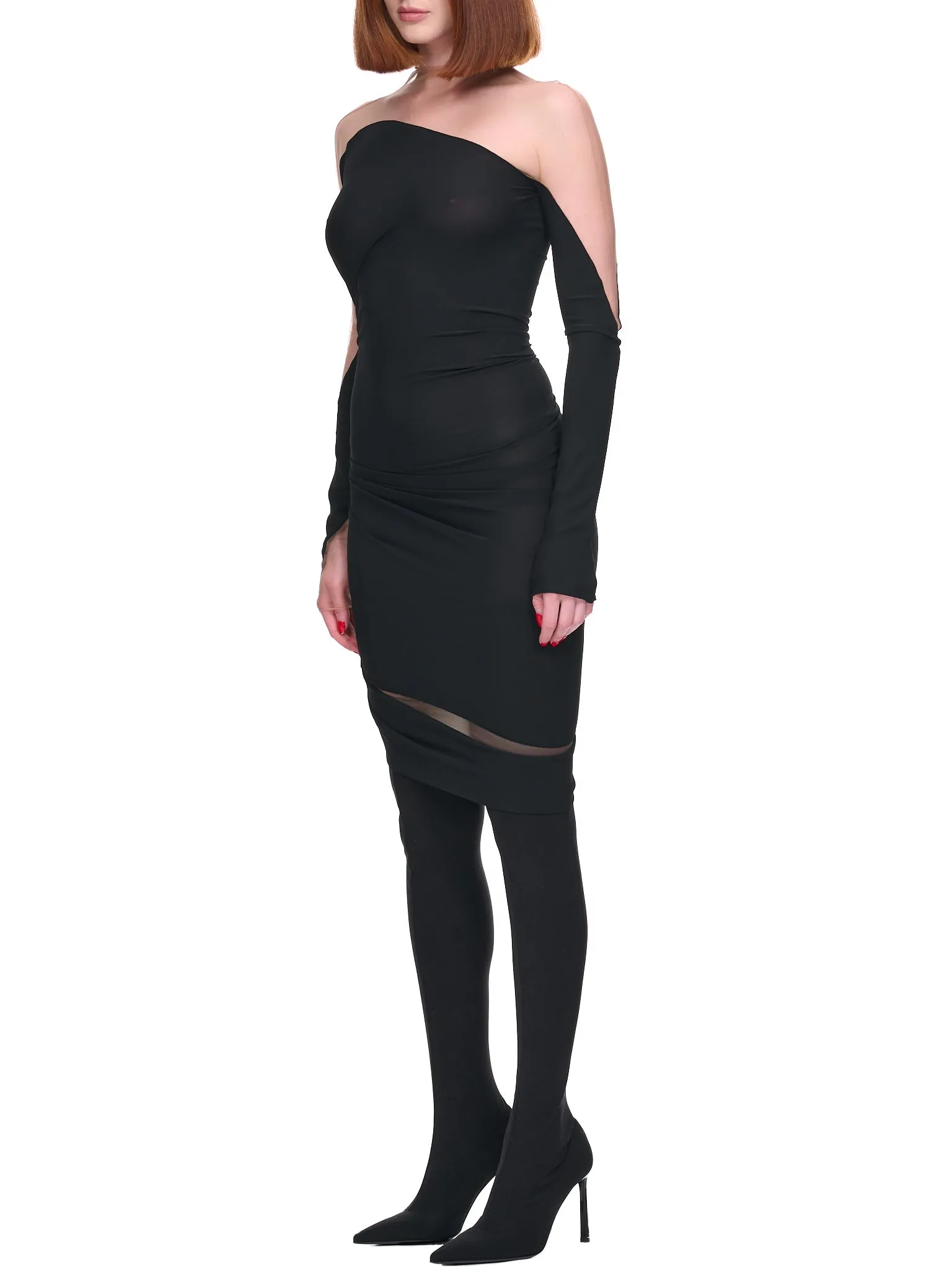 Impossible Neckline Dress (1RO147460A-19991-BLACK-NUDE-01) sold by lorenzo product image thumbnail 2