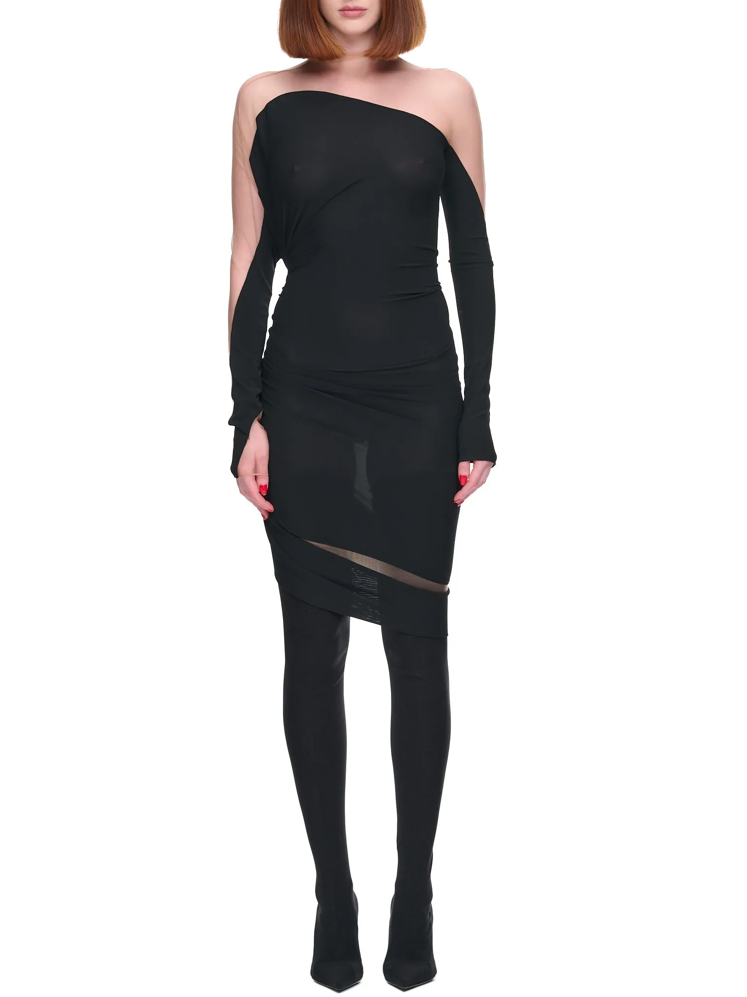 Impossible Neckline Dress (1RO147460A-19991-BLACK-NUDE-01) sold by lorenzo