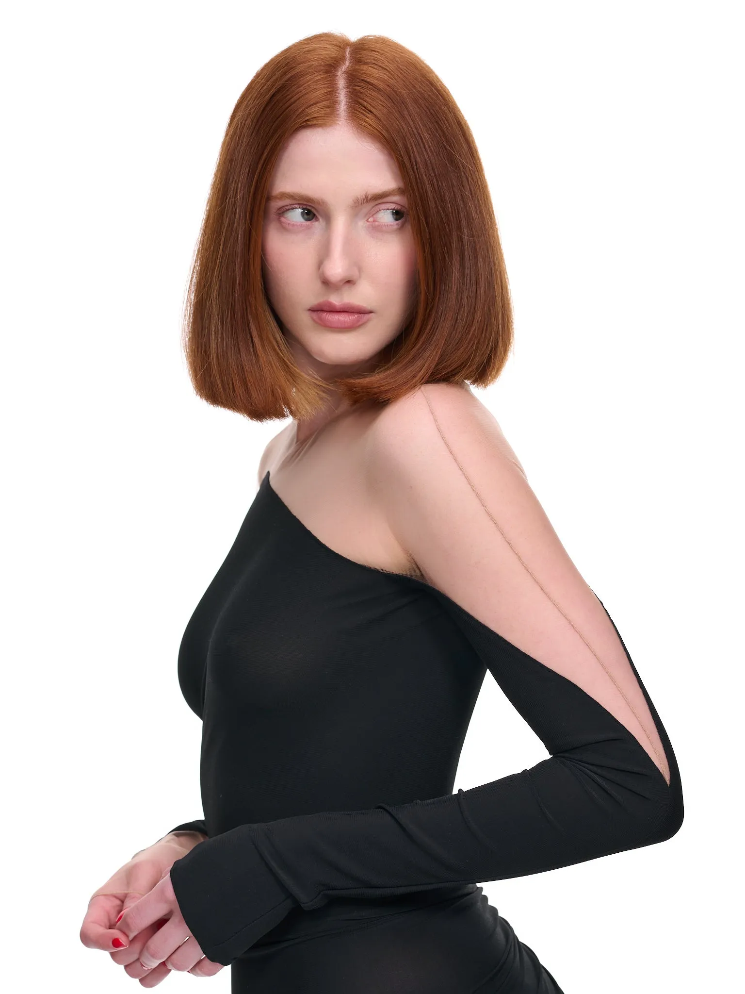 Impossible Neckline Dress (1RO147460A-19991-BLACK-NUDE-01) sold by lorenzo product image thumbnail 5