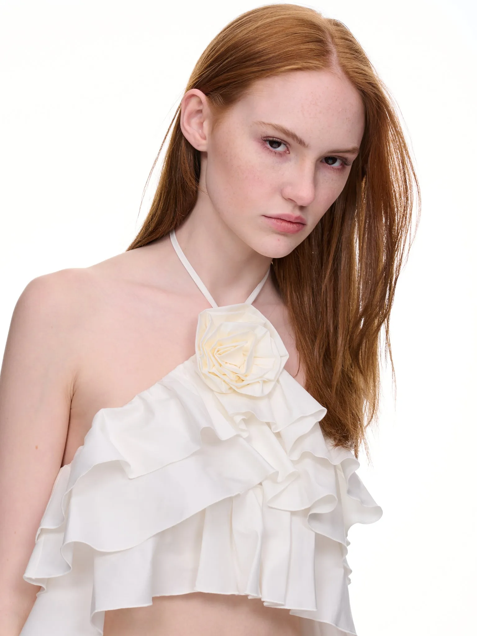 Rose Flounced Top (2C170A-N0103-BIANCO-NATURAL) sold by lorenzo product image thumbnail 4