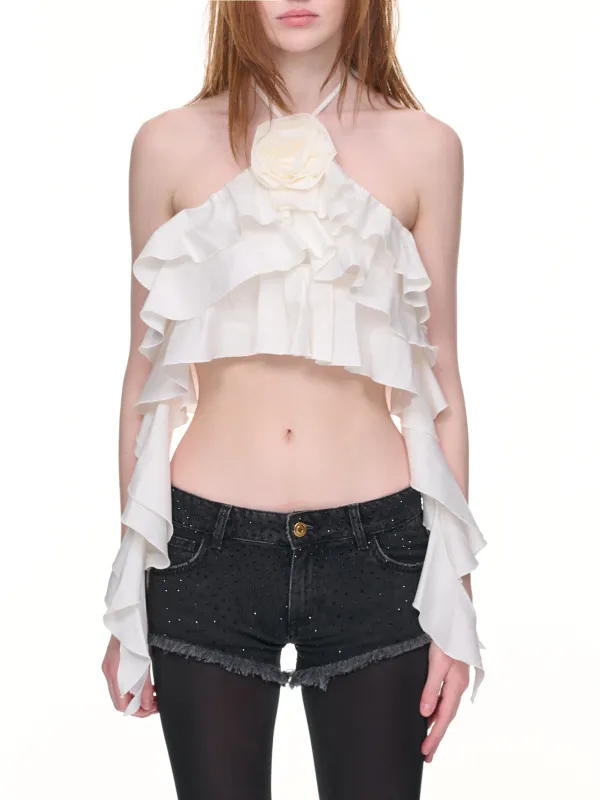 Rose Flounced Top (2C170A-N0103-BIANCO-NATURAL) made by Blumarine