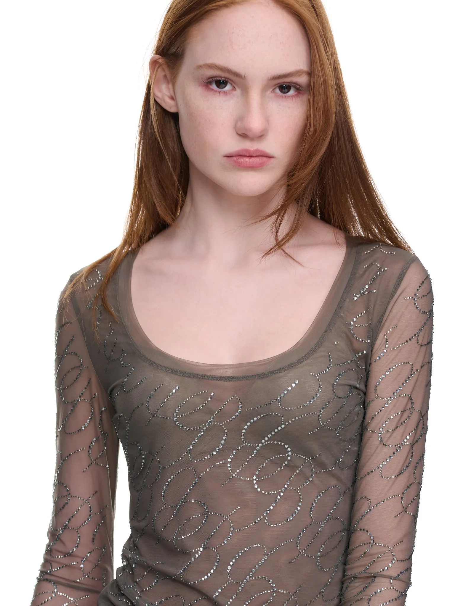 Rhinestone Logo Top (2C172A-N0567-KHAKI) sold by lorenzo product image thumbnail 4