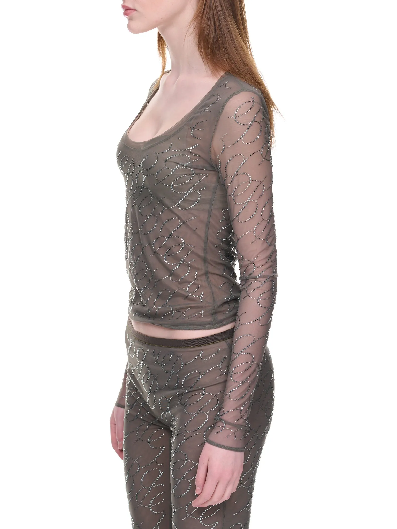 Rhinestone Logo Top (2C172A-N0567-KHAKI) sold by lorenzo product image thumbnail 2