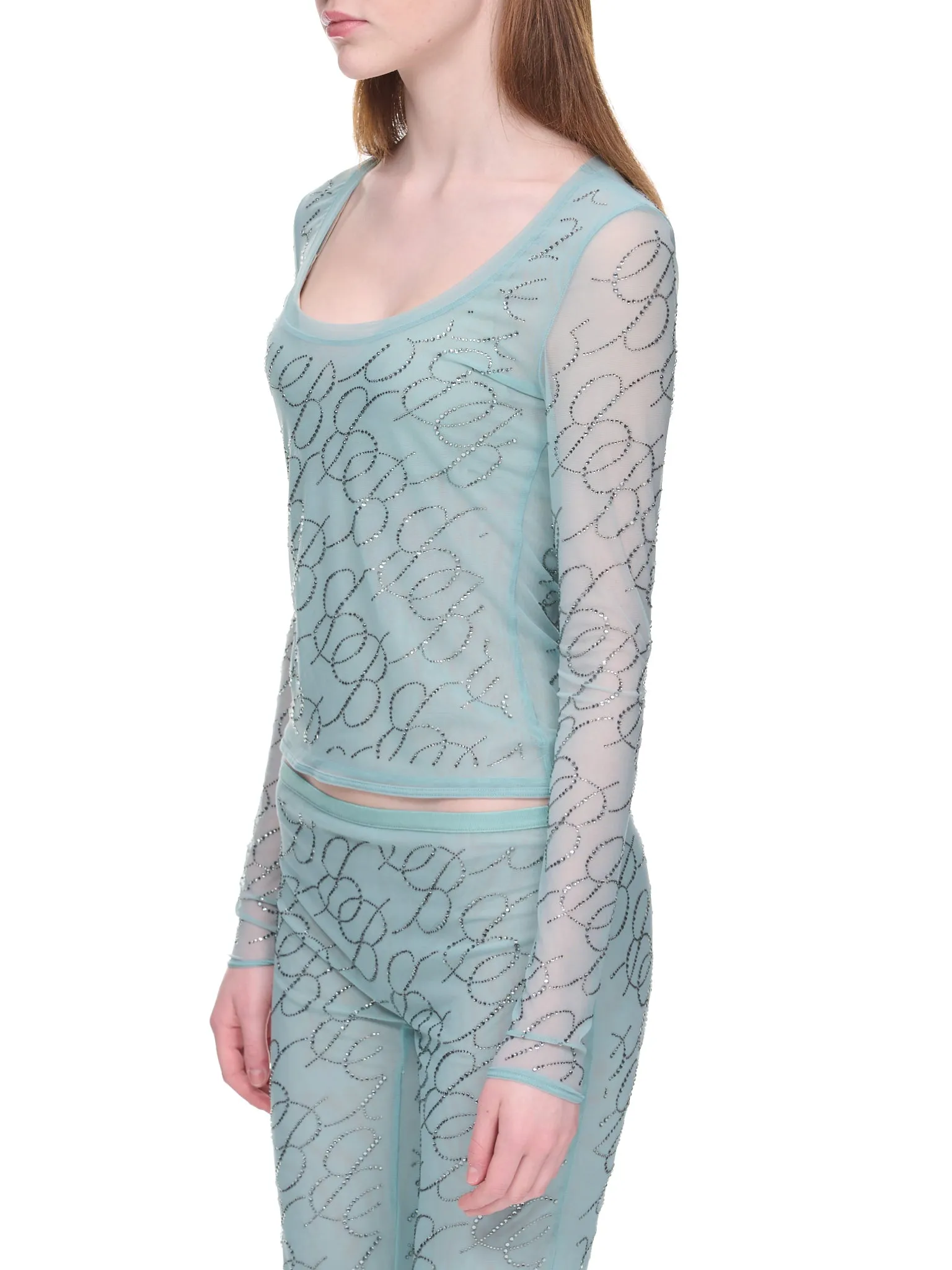 Rhinestone Logo Top (2C172A-N0482-TEAL) sold by lorenzo product image thumbnail 2