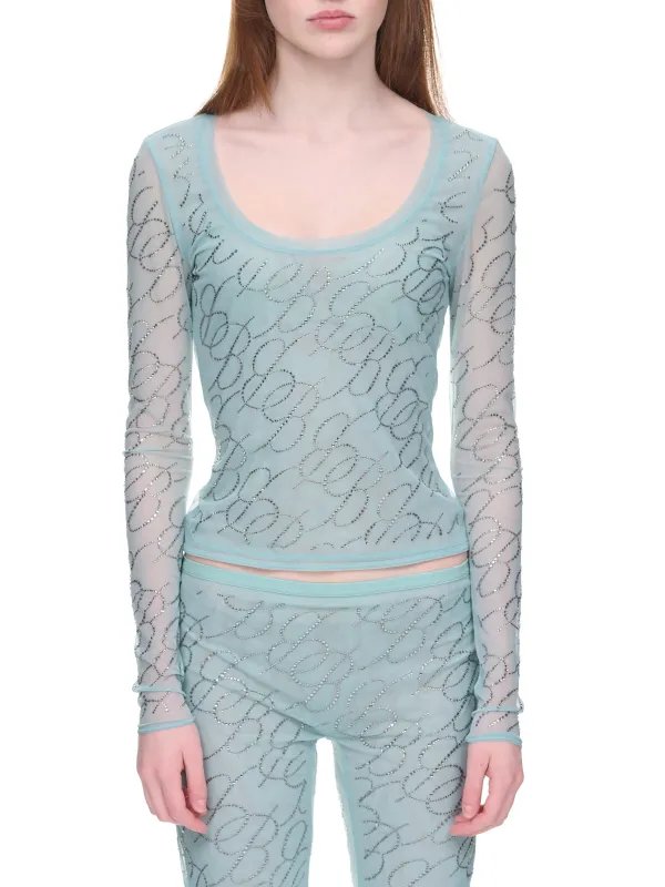 Rhinestone Logo Top (2C172A-N0482-TEAL) sold by lorenzo