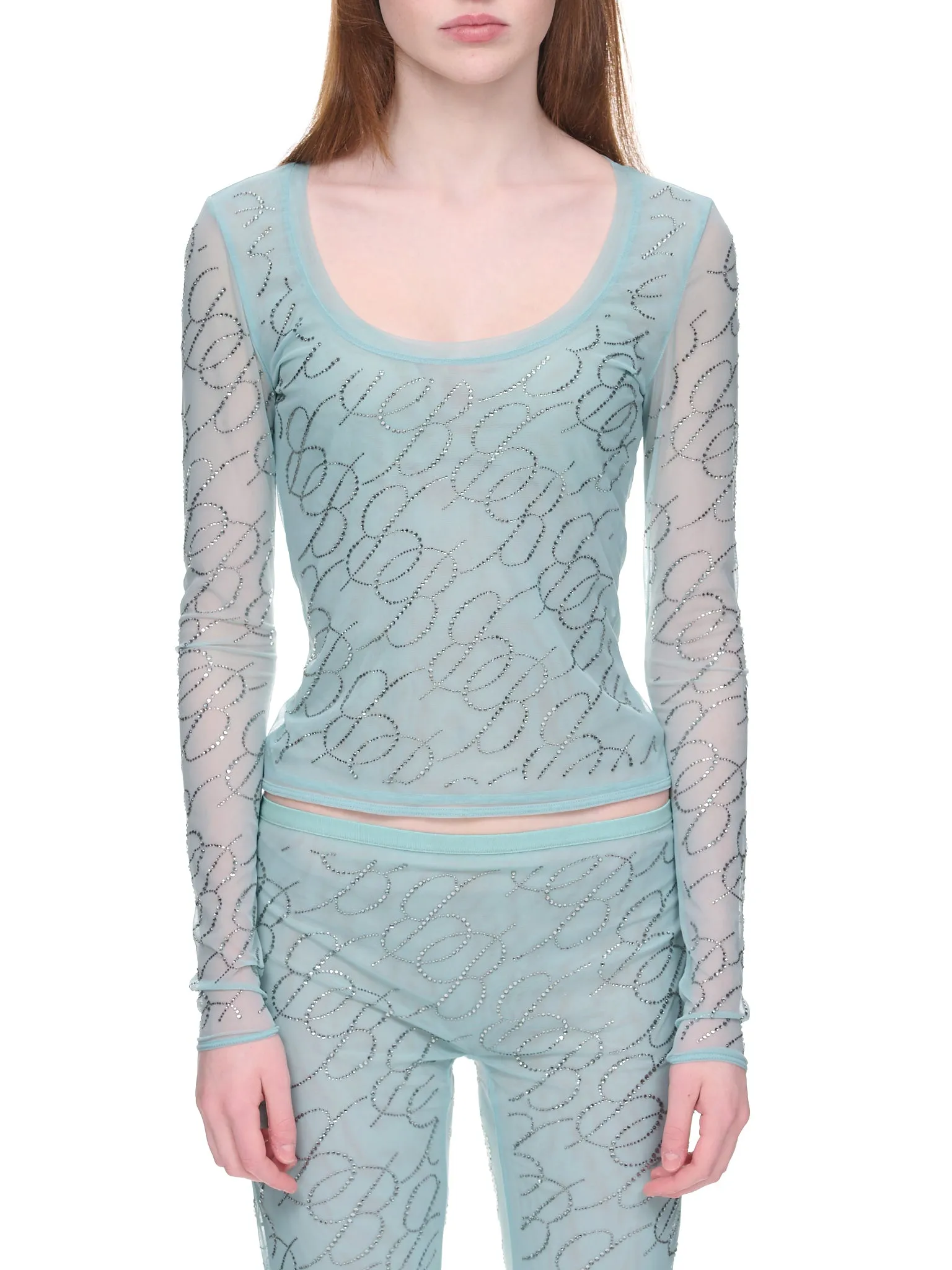 Rhinestone Logo Top (2C172A-N0482-TEAL) sold by lorenzo