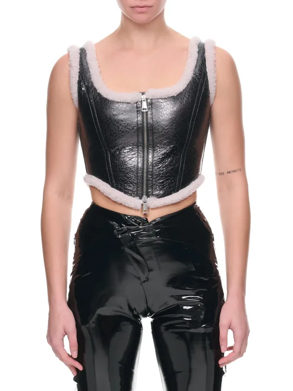 Laminated Black Corset (22-09-F-ST008-L500-BLACK-ECRU) made by Jean Paul Gaultier