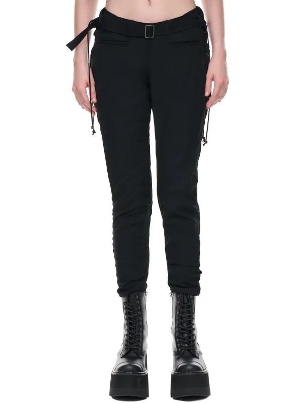 Lace-Up Trousers (FE-P10-100-1-BLACK) sold by lorenzo