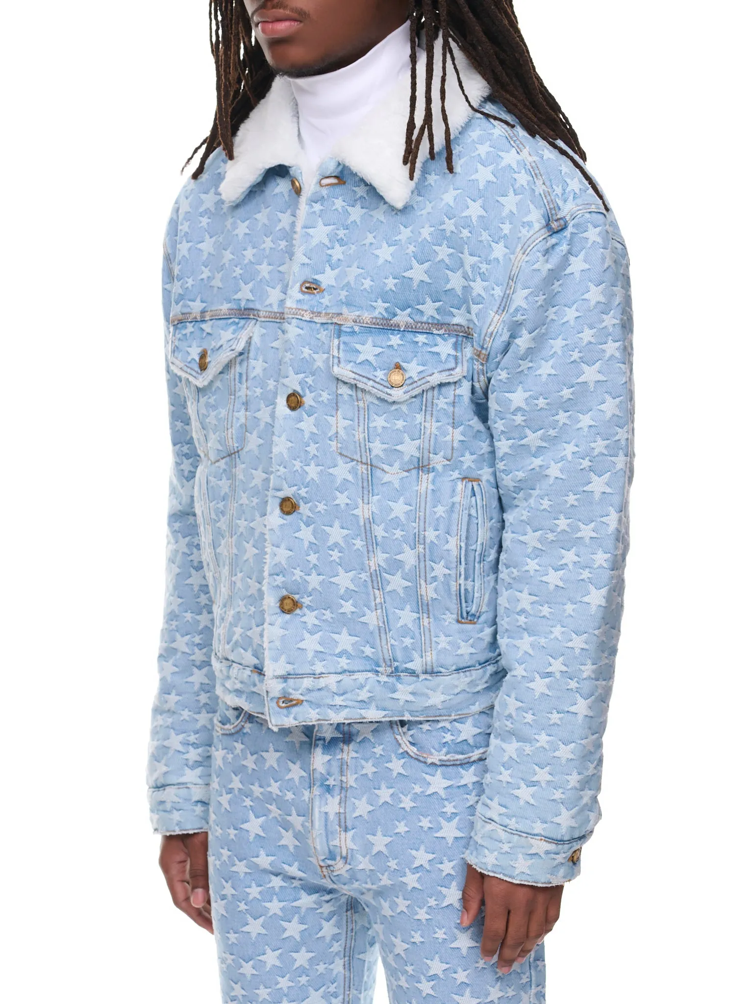 Star Jacquard Denim Jacket (ERL05J023-BLUE) sold by lorenzo product image thumbnail 2