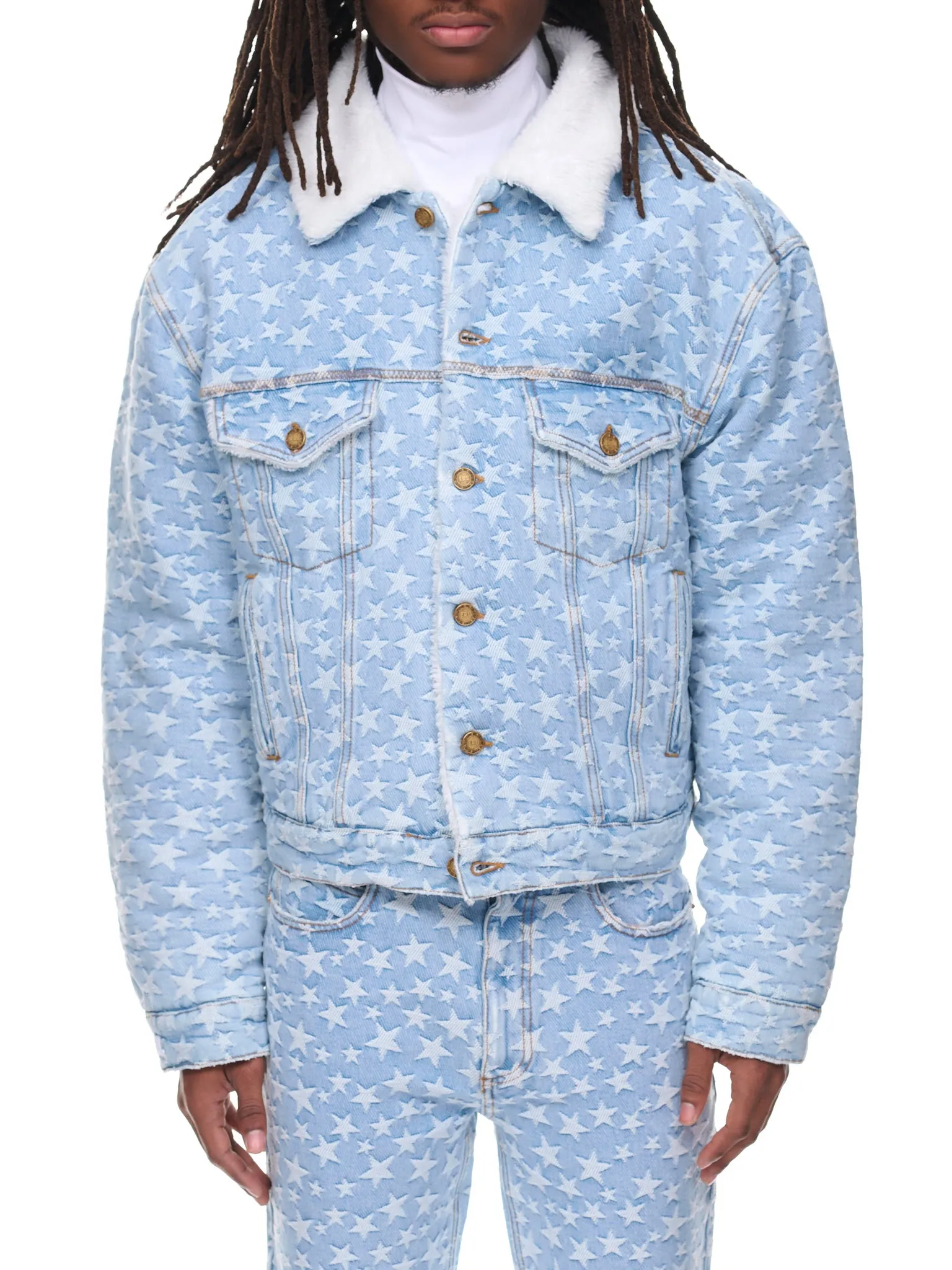 Star Jacquard Denim Jacket (ERL05J023-BLUE) sold by lorenzo
