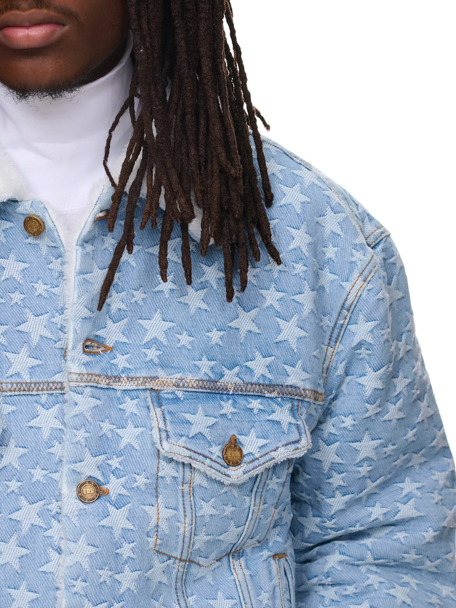 Star Jacquard Denim Jacket (ERL05J023-BLUE) sold by lorenzo product image thumbnail 5