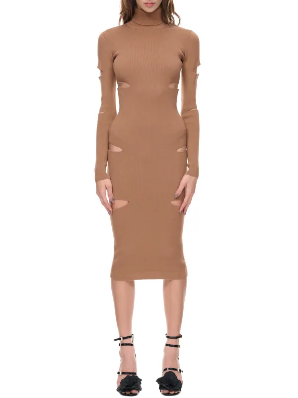 Cut-Out Knit Dress (2A226S-N0553-BROWN-SUGAR) sold by lorenzo