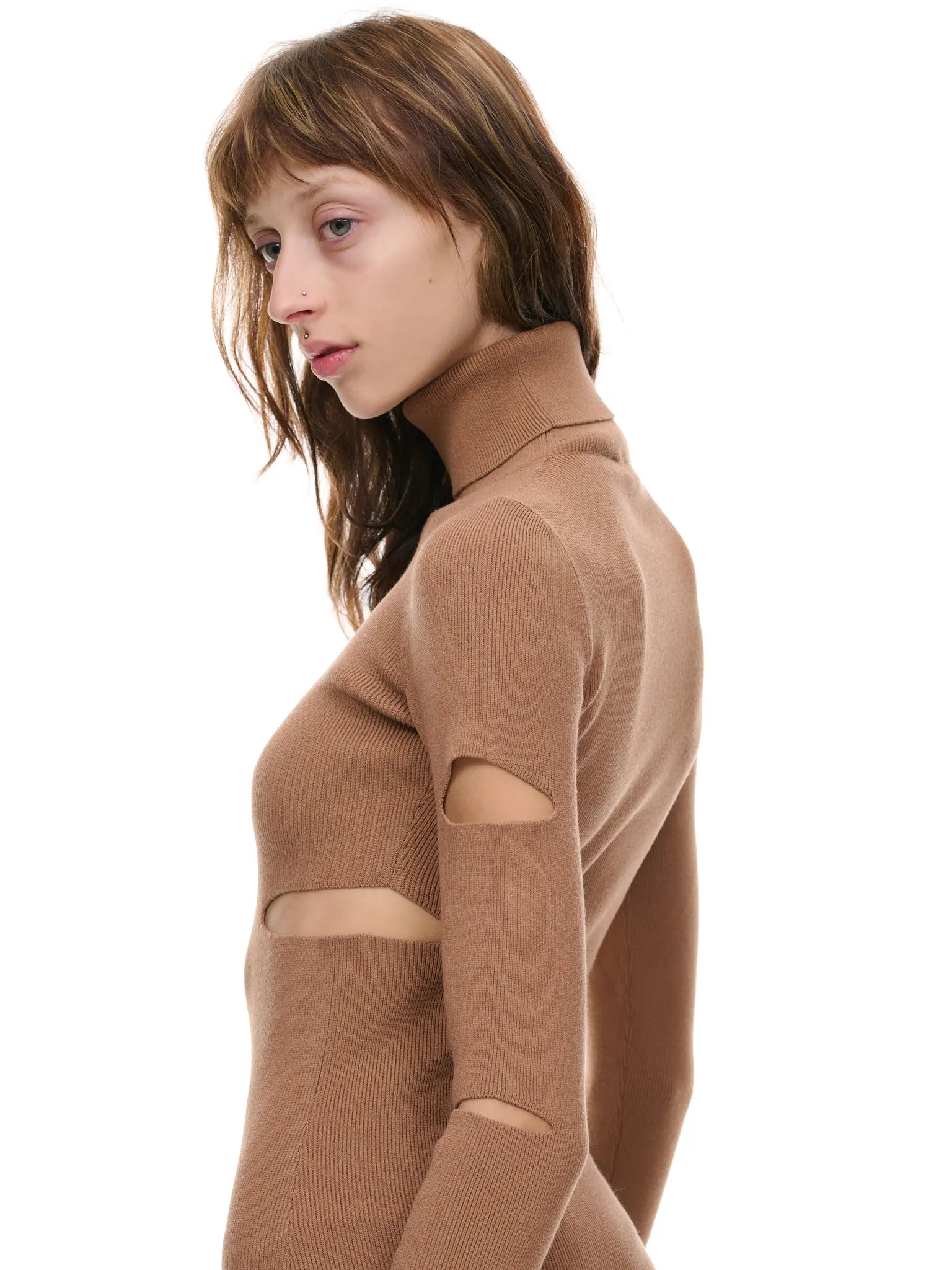 Cut-Out Knit Dress (2A226S-N0553-BROWN-SUGAR) sold by lorenzo product image thumbnail 4
