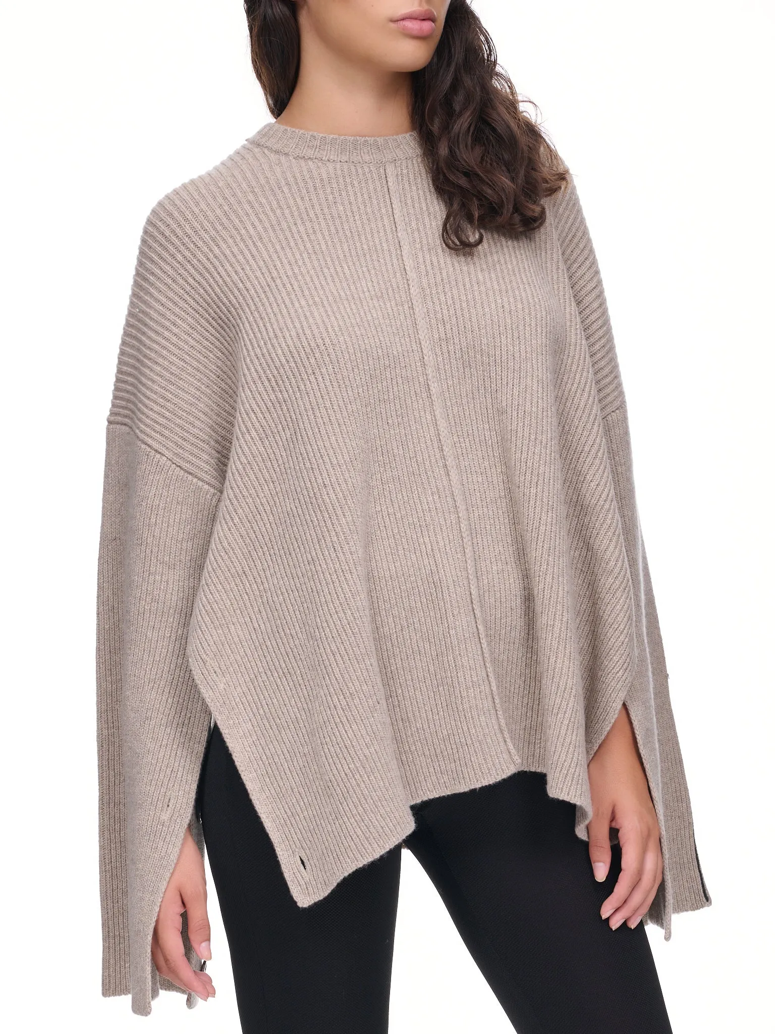 Knit Cape Sweater (PD-723-WOL-YWV004-SAND) sold by lorenzo product image thumbnail 4