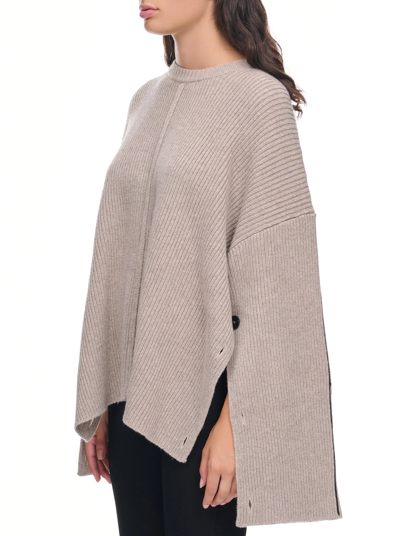 Knit Cape Sweater (PD-723-WOL-YWV004-SAND) sold by lorenzo product image thumbnail 2