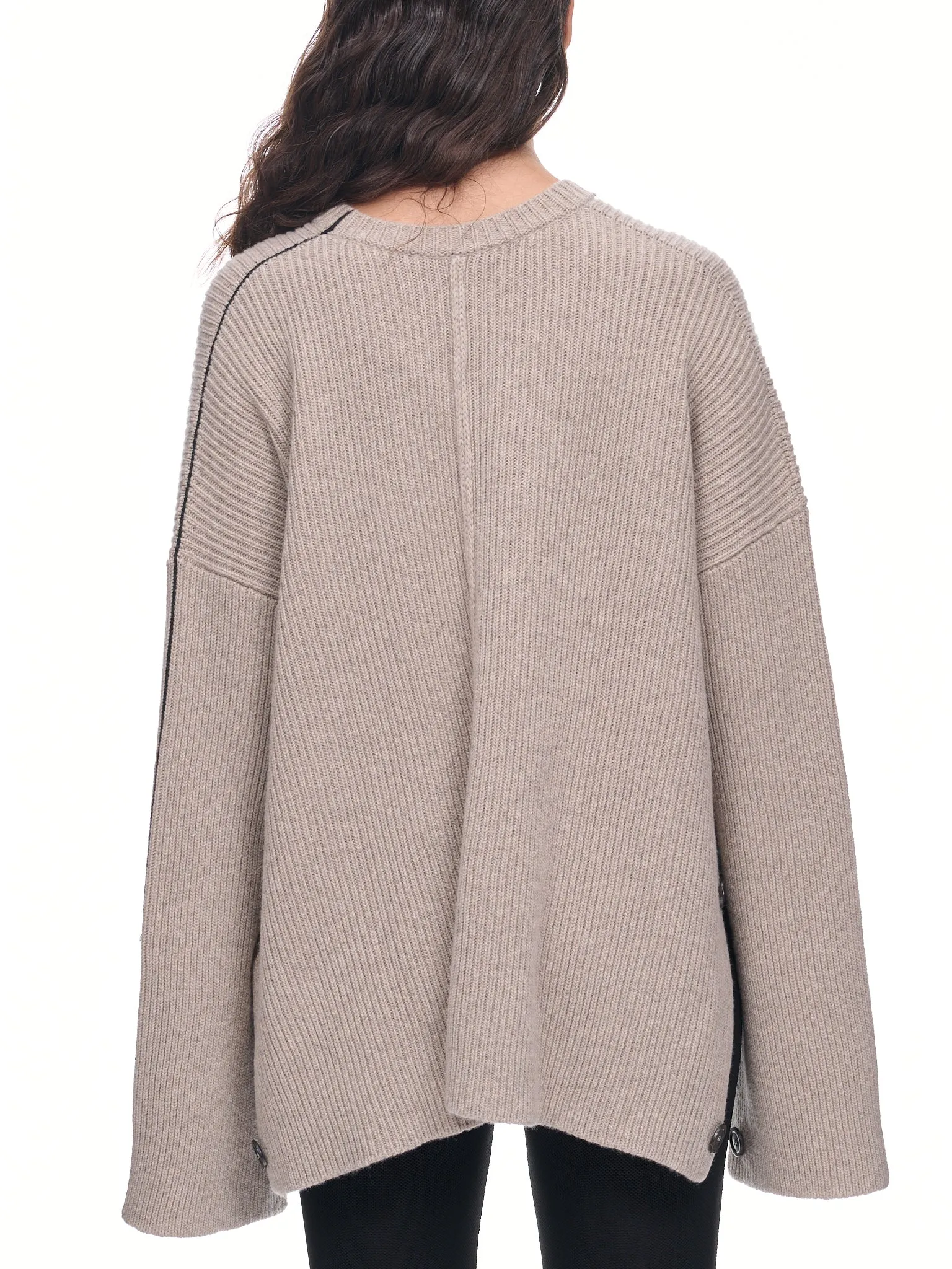 Knit Cape Sweater (PD-723-WOL-YWV004-SAND) sold by lorenzo product image thumbnail 3